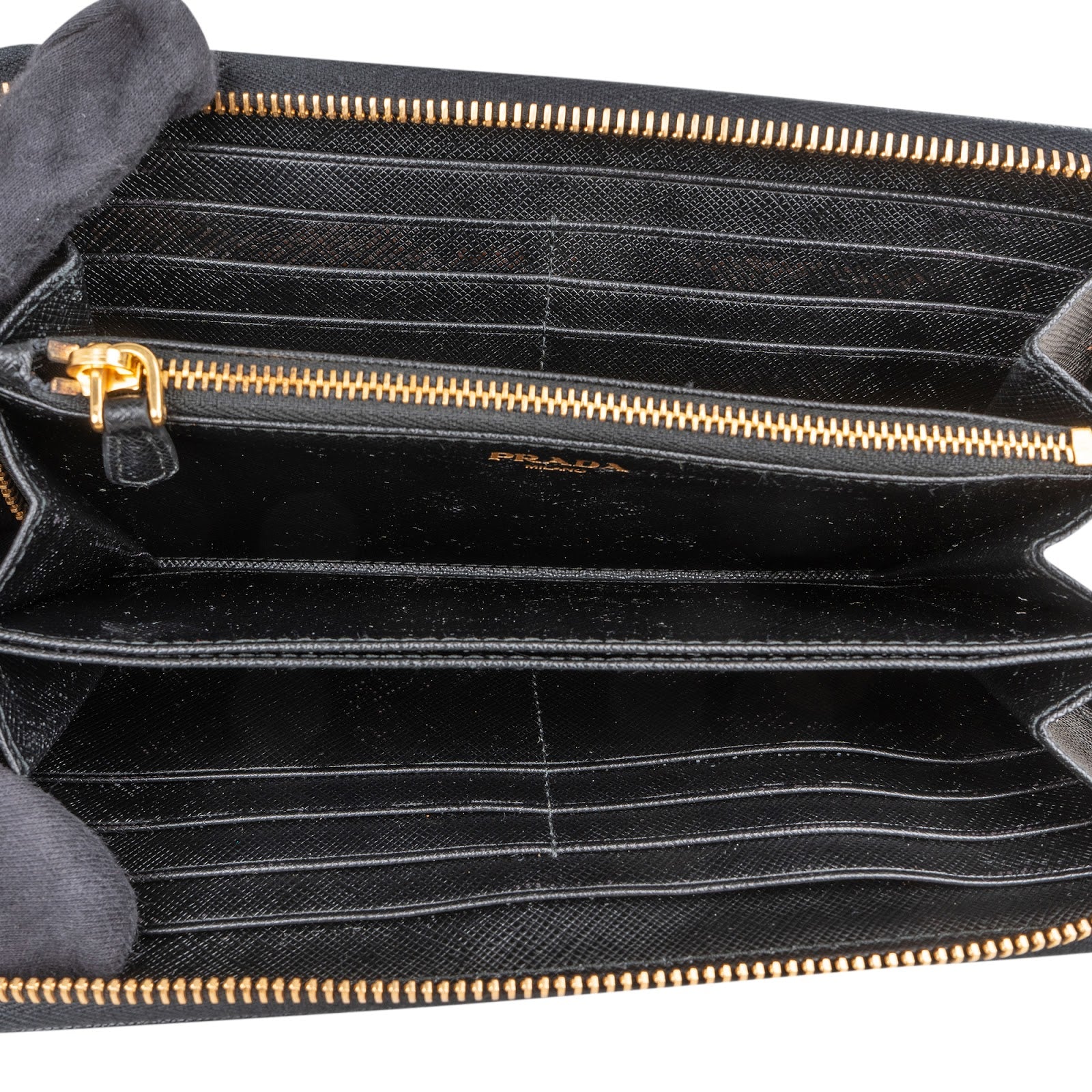 Prada Saffiano Metal Leather Zip-Around Wallet