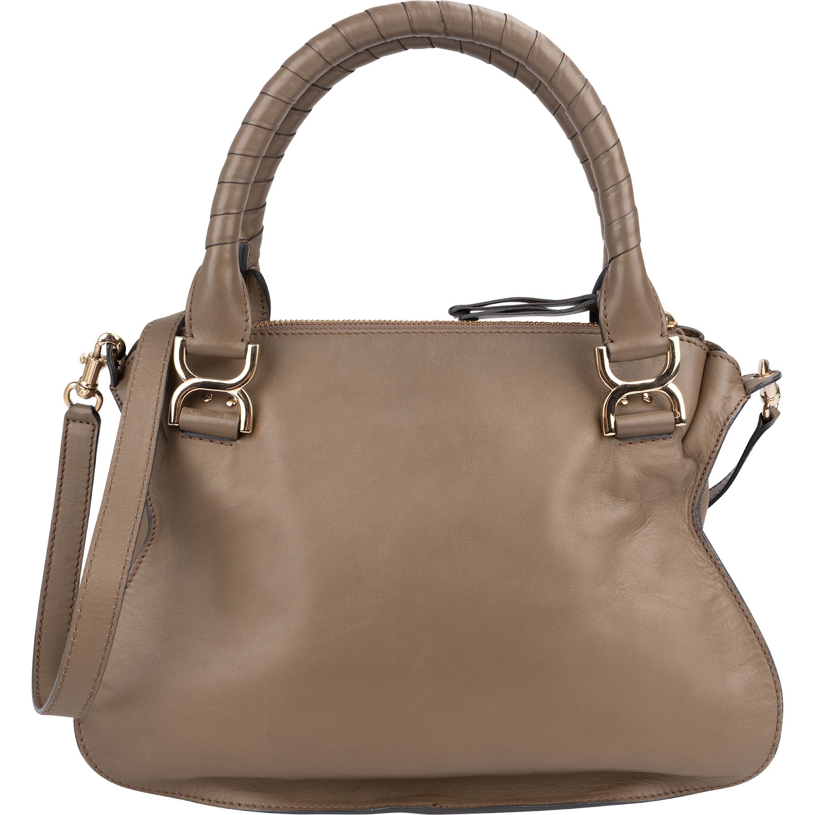 Chloé Taupe Calfskin Marcie Saddle Handbag