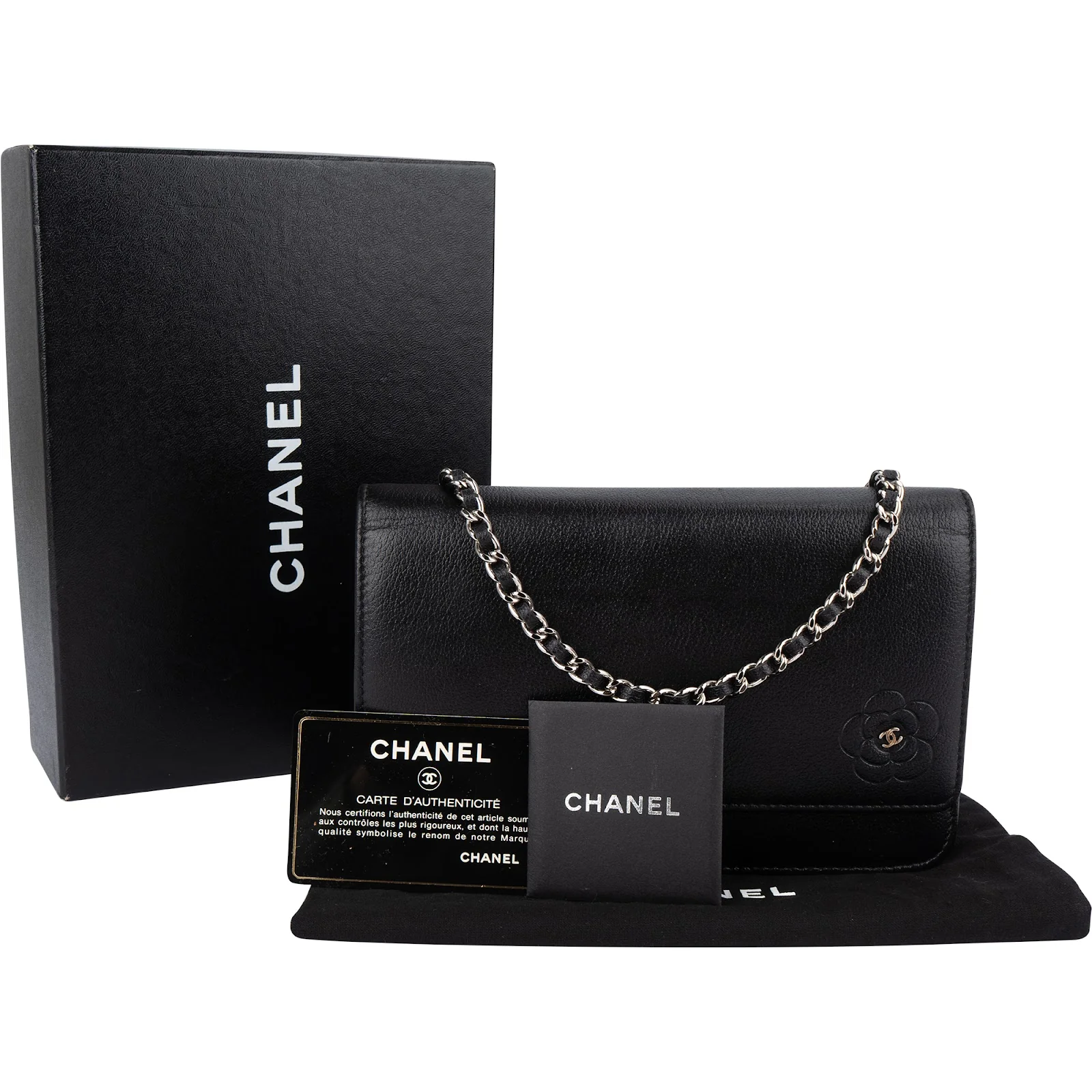 Chanel Chic Leather Camellia Wallet On Chain Crossbody Bag