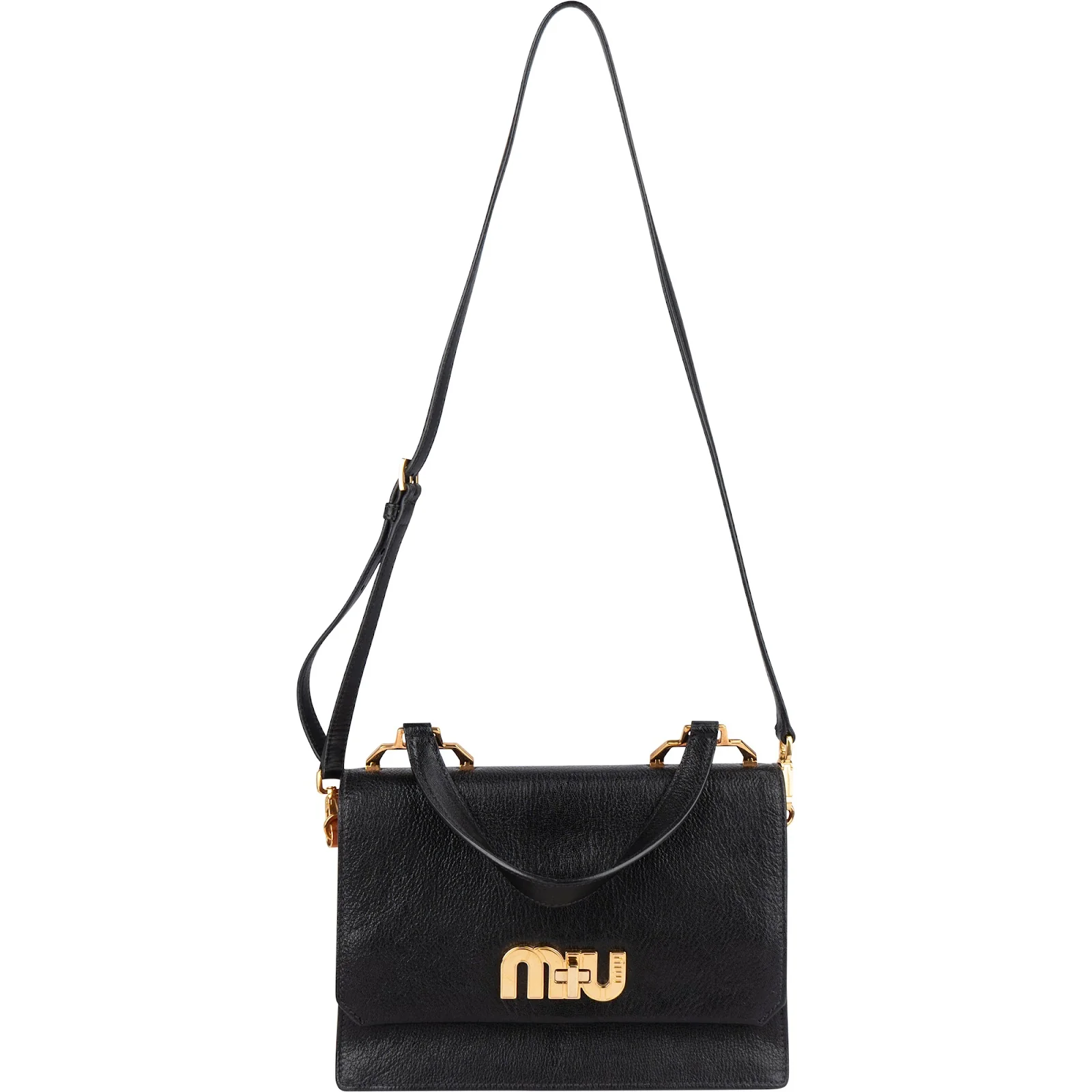 Miu Miu Black Madras Leather Top Handle Crossbody Bag