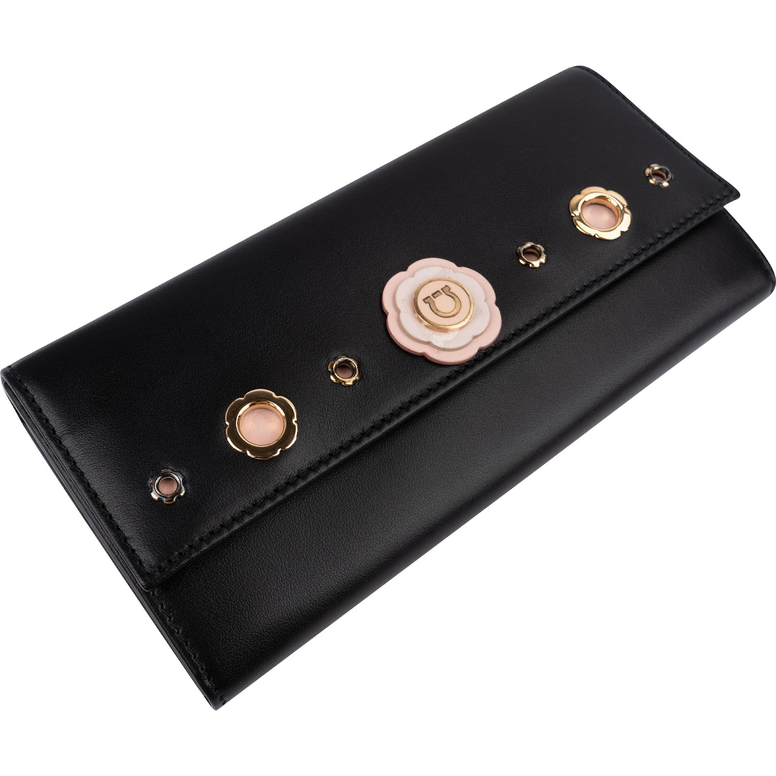 Salvatore Ferragamo Leather Diadora Pins Flap Wallet