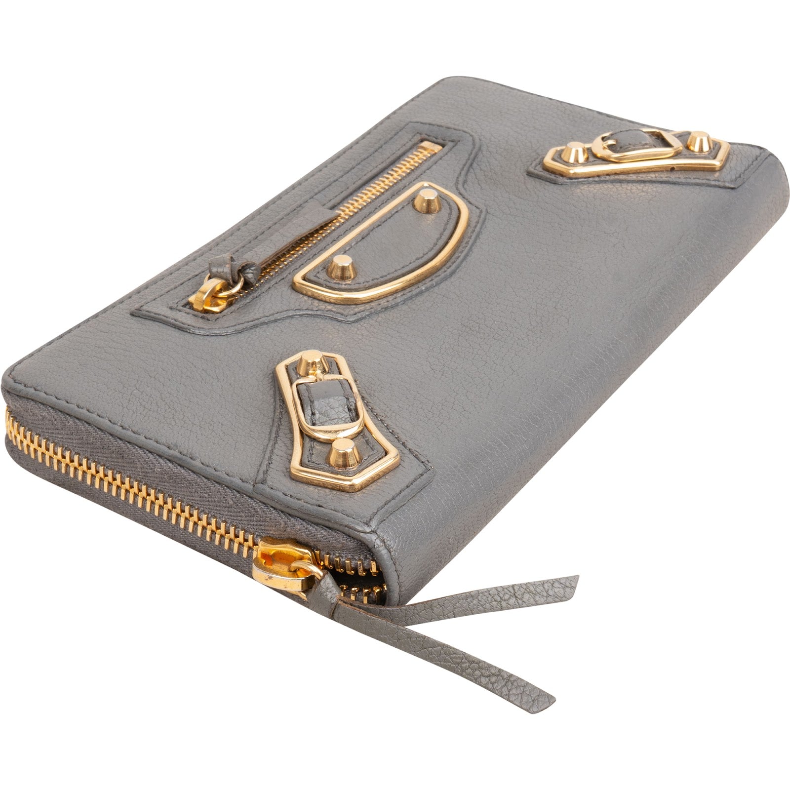 Balenciaga Grey Classic Leather Zip Wallet