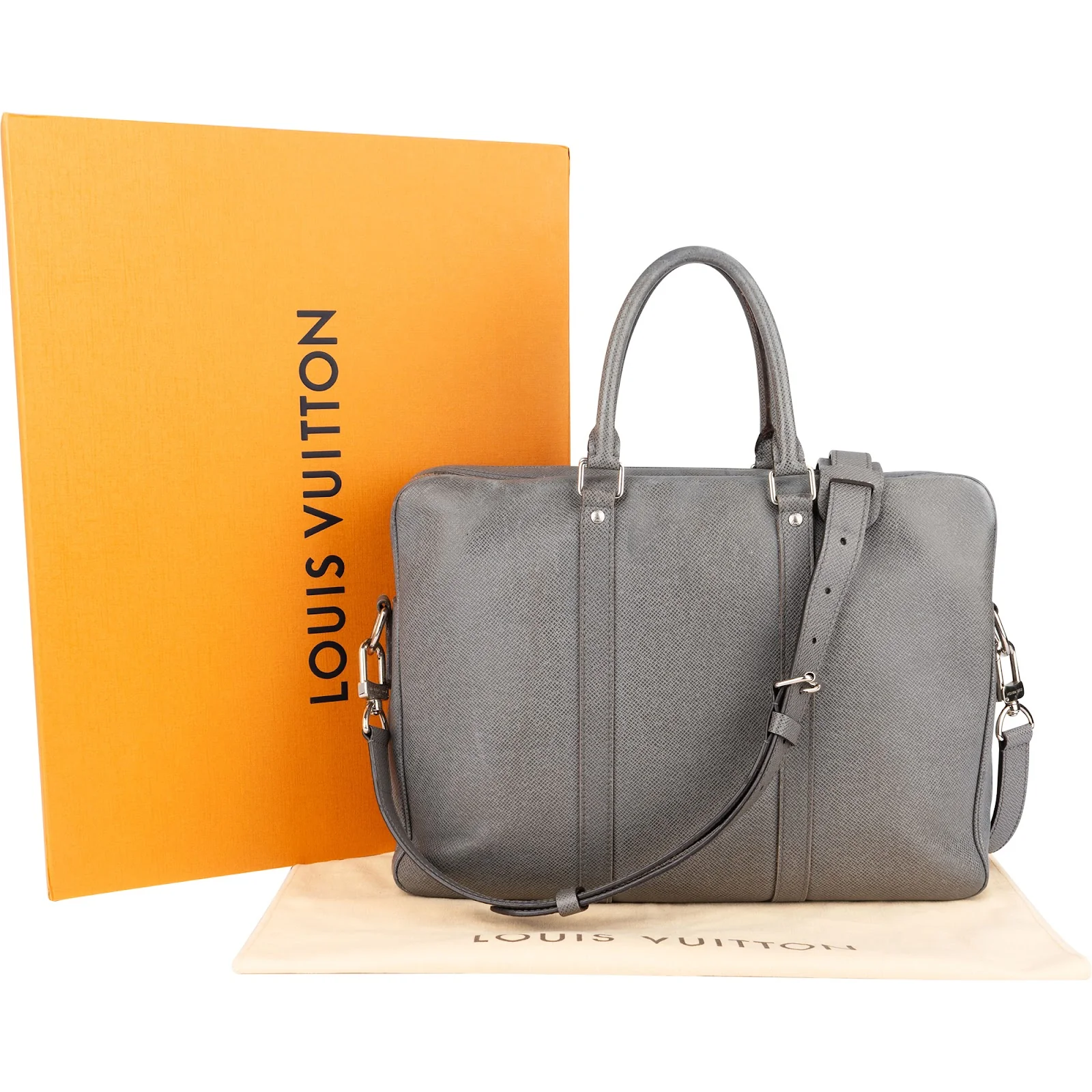 Louis Vuitton Grey Taiga Leather Porte-Documents Voyage Aktentasche