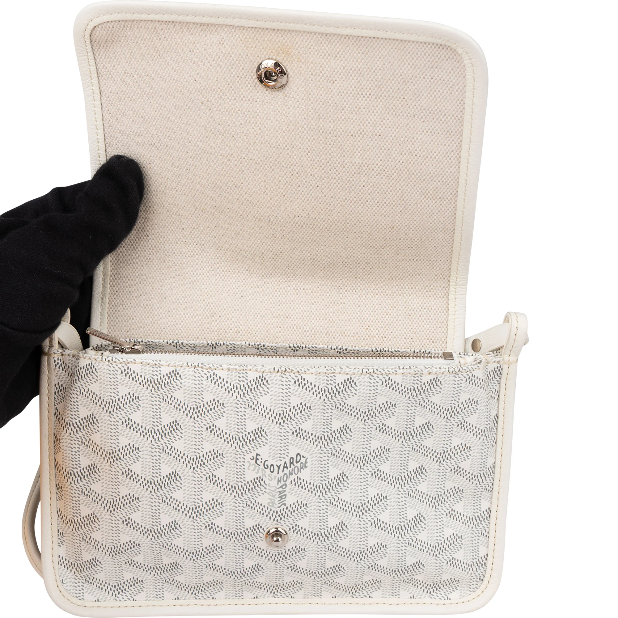 Goyard White Goyardine Monogram Plumet Flat Crossbody
