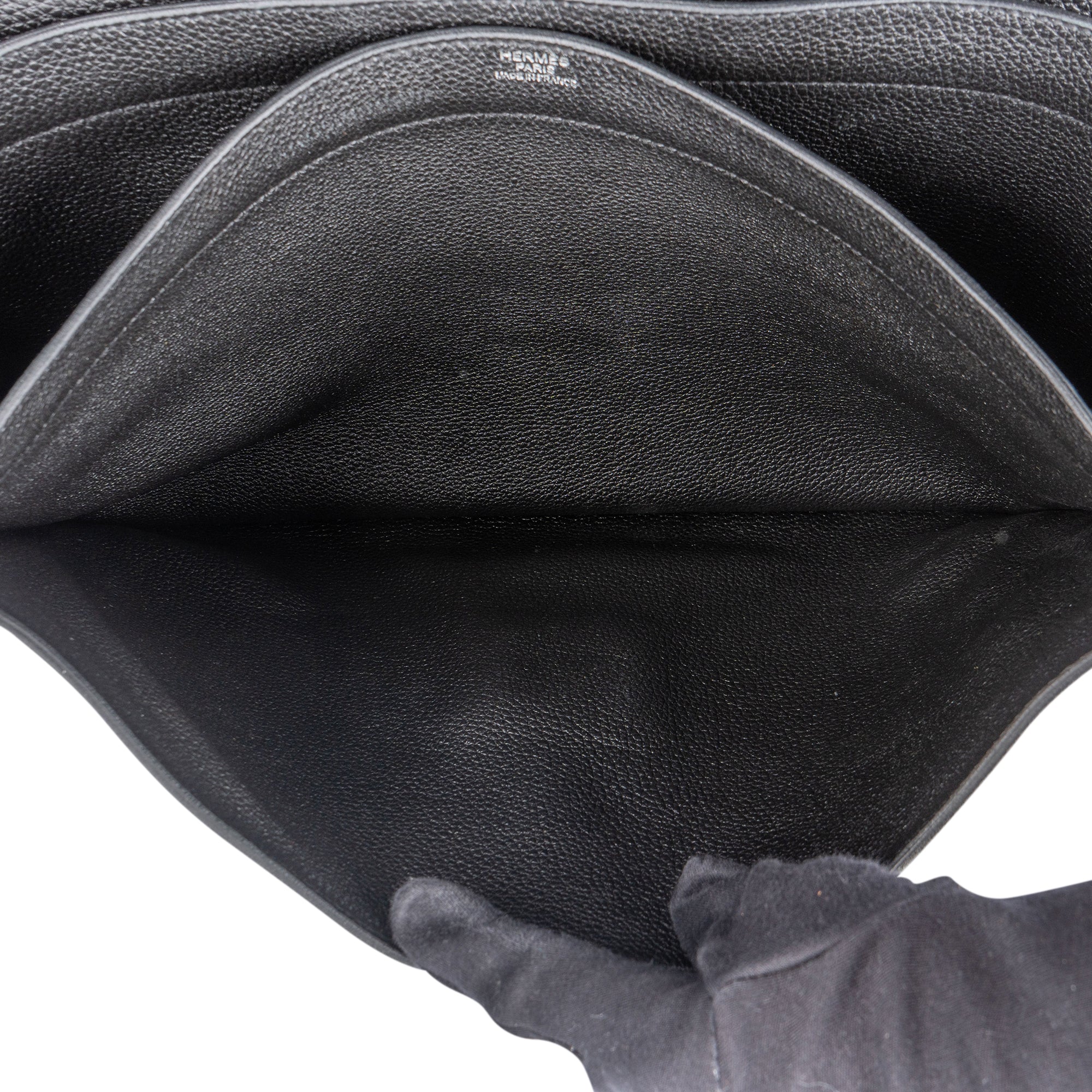 Hermès Noir Leather Sac á Dépéches Business Tasche