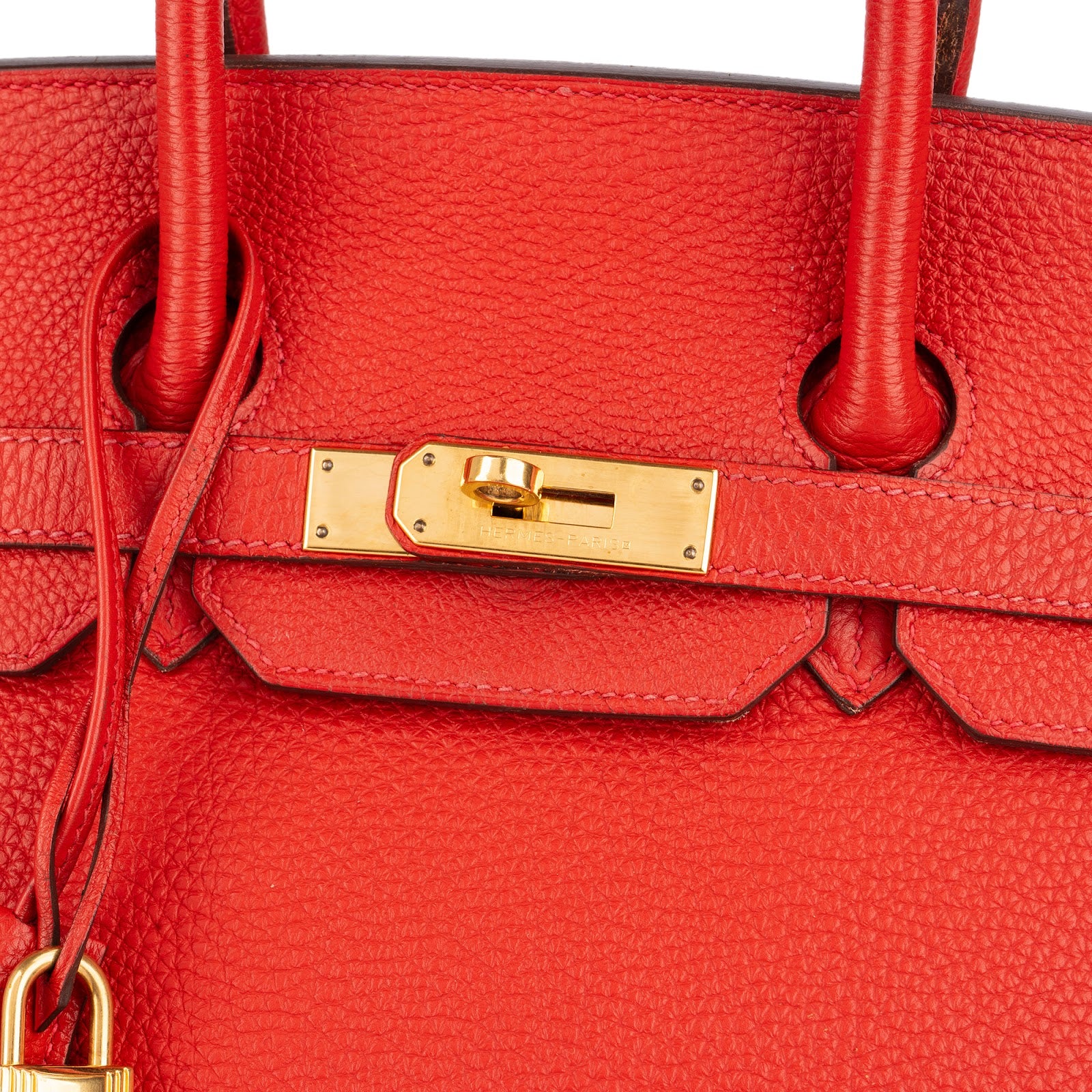 Hermès Rouge Fjord Leather Birkin 35 Handbag