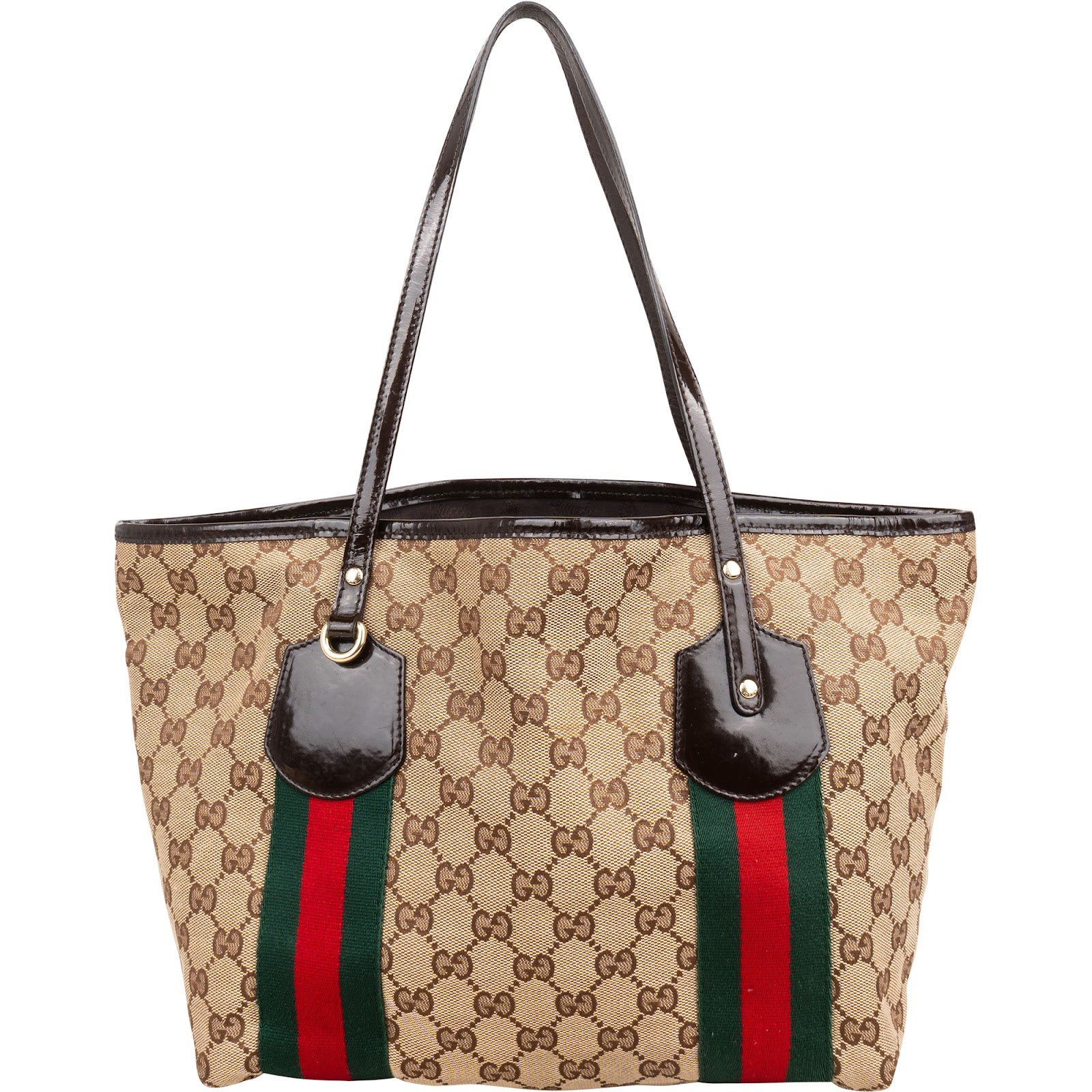 Gucci Monogram GG Canvas Patent Leather Shopper