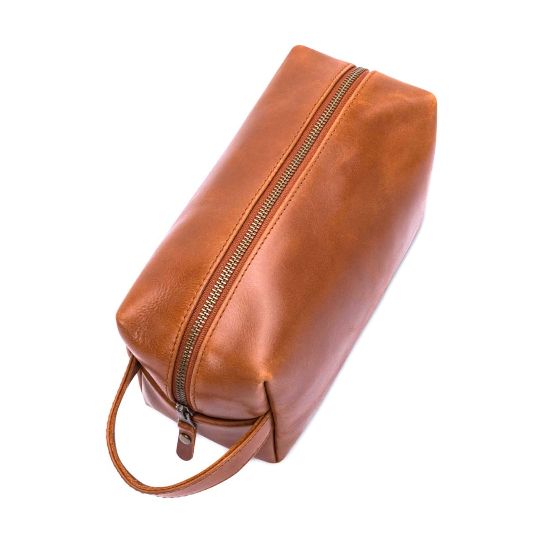 Everest leather wash bag