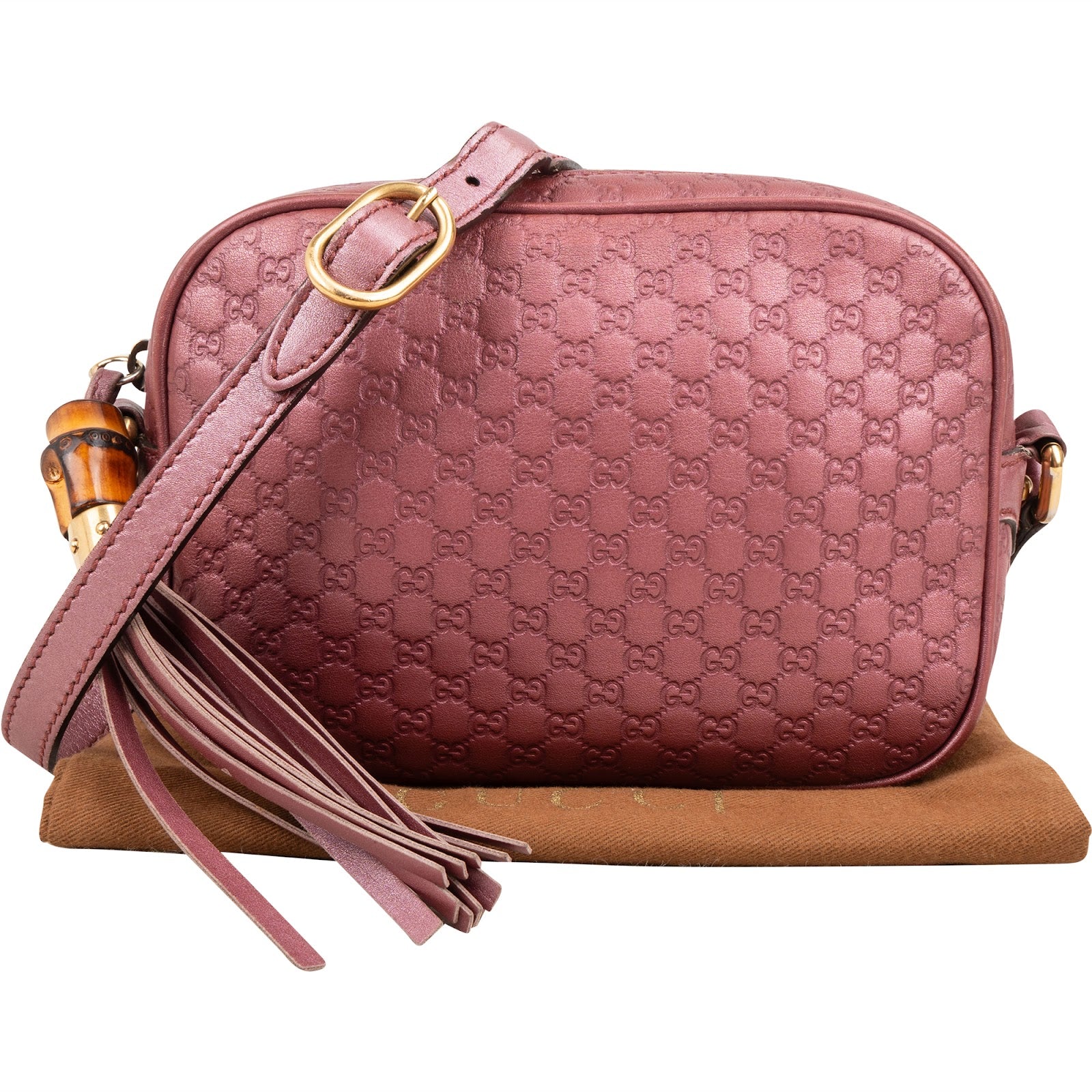 Gucci Guccissima Leather Bamboo Tassel Soho Crossbody Bag