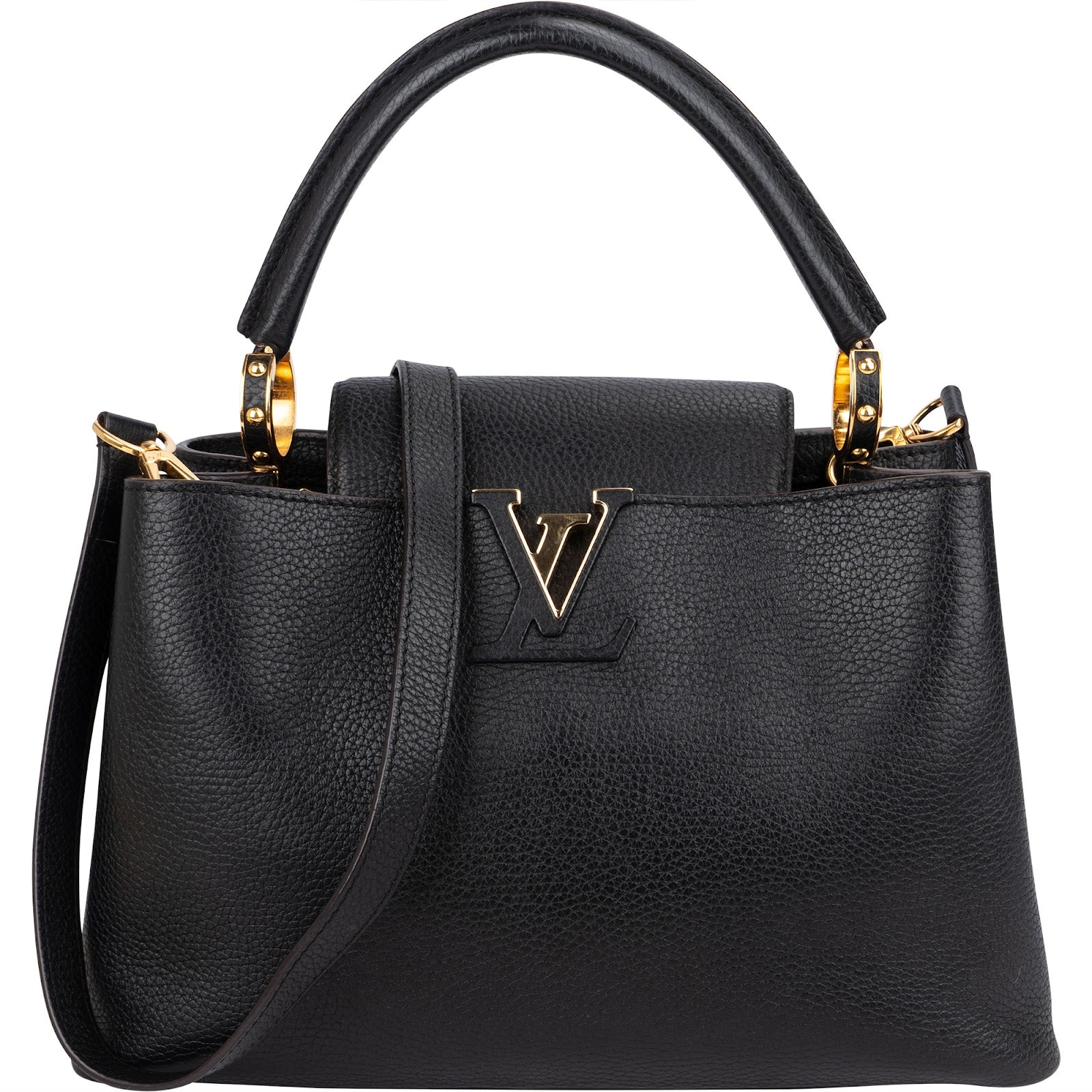 Louis Vuitton Noir Taurillon Leather Capucines MM Handbag