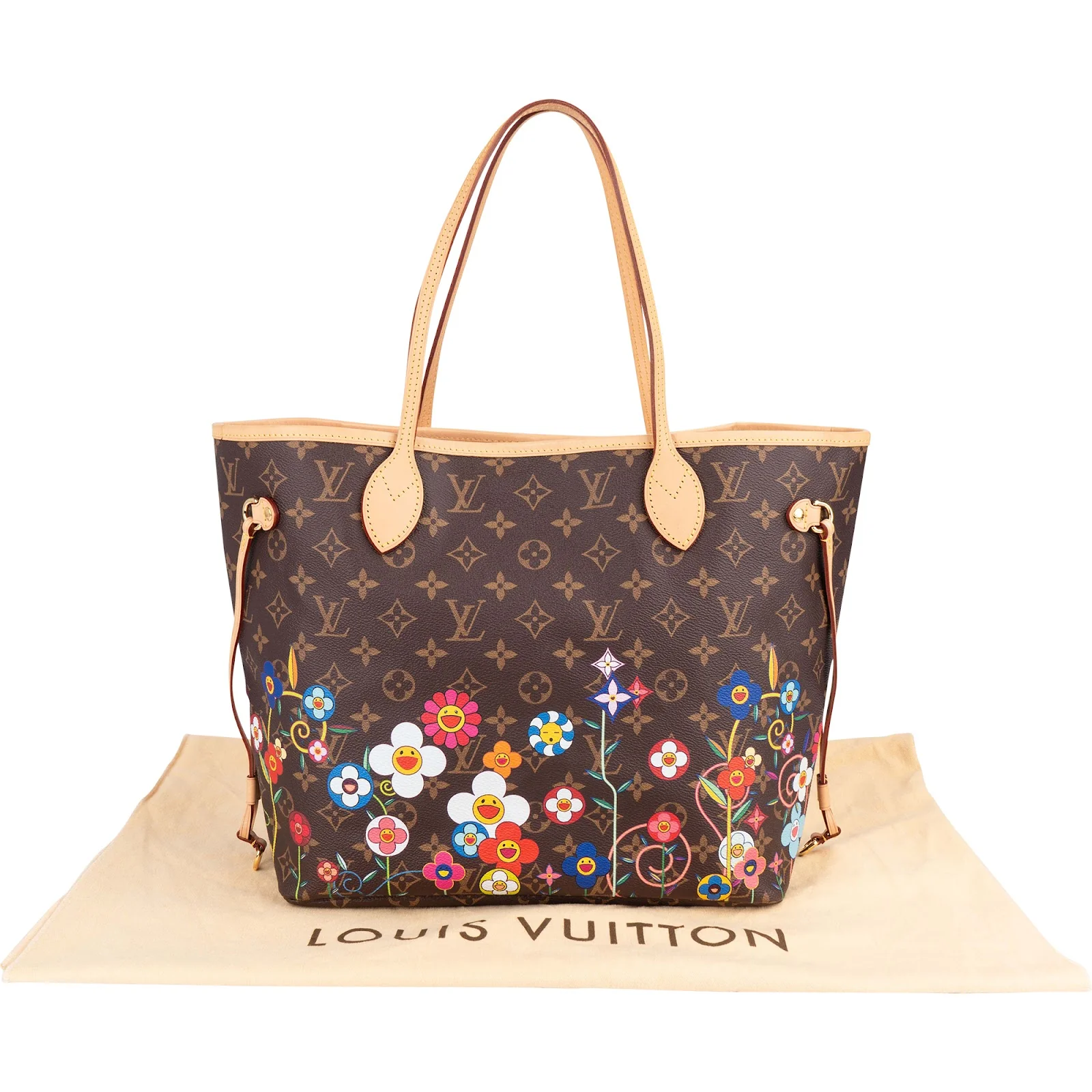 Louis Vuitton Monogram Canvas Murakami Flowers Neverfull MM Shopper Bag