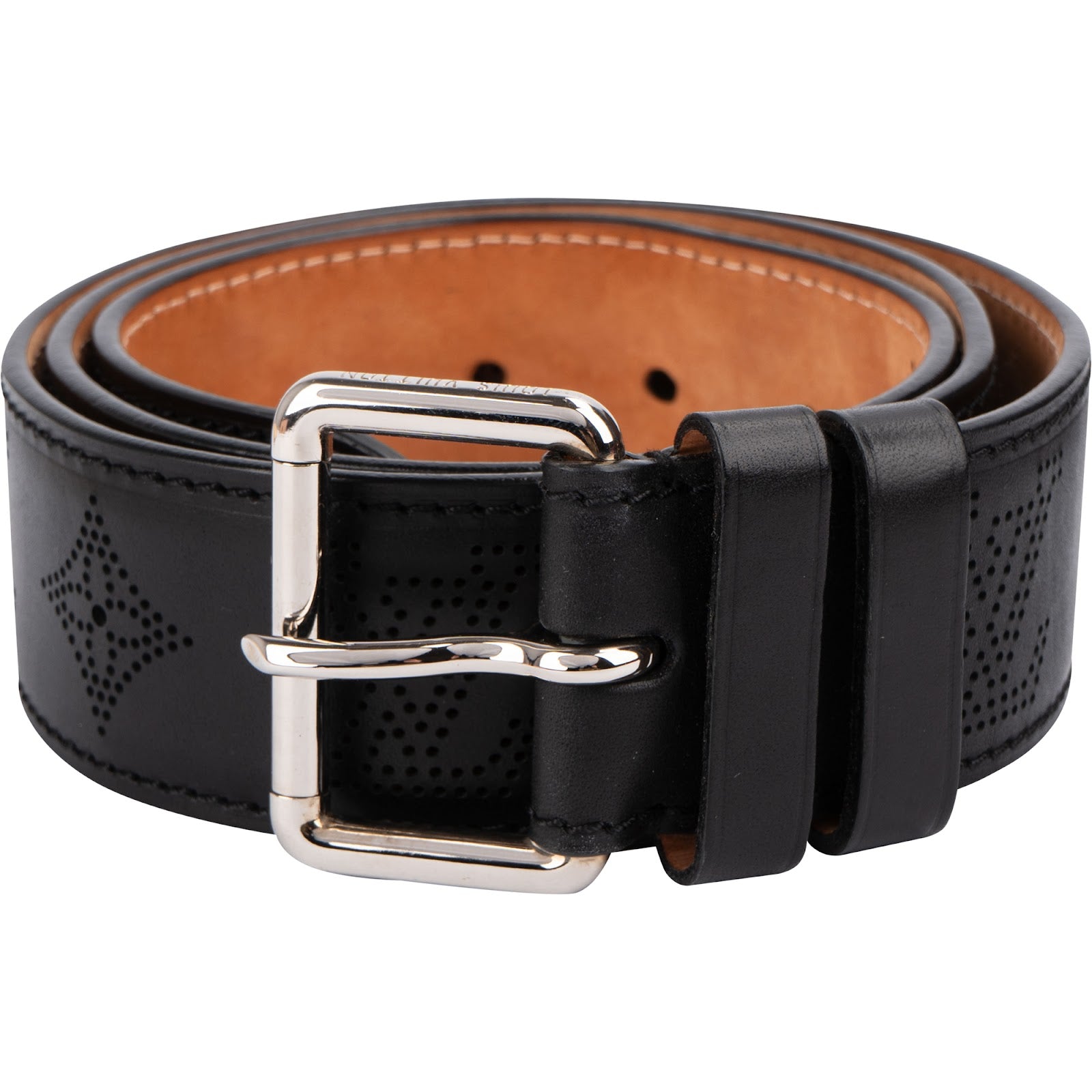Louis Vuitton Black Perforated Leather Ceinture Belt (90 / 36)