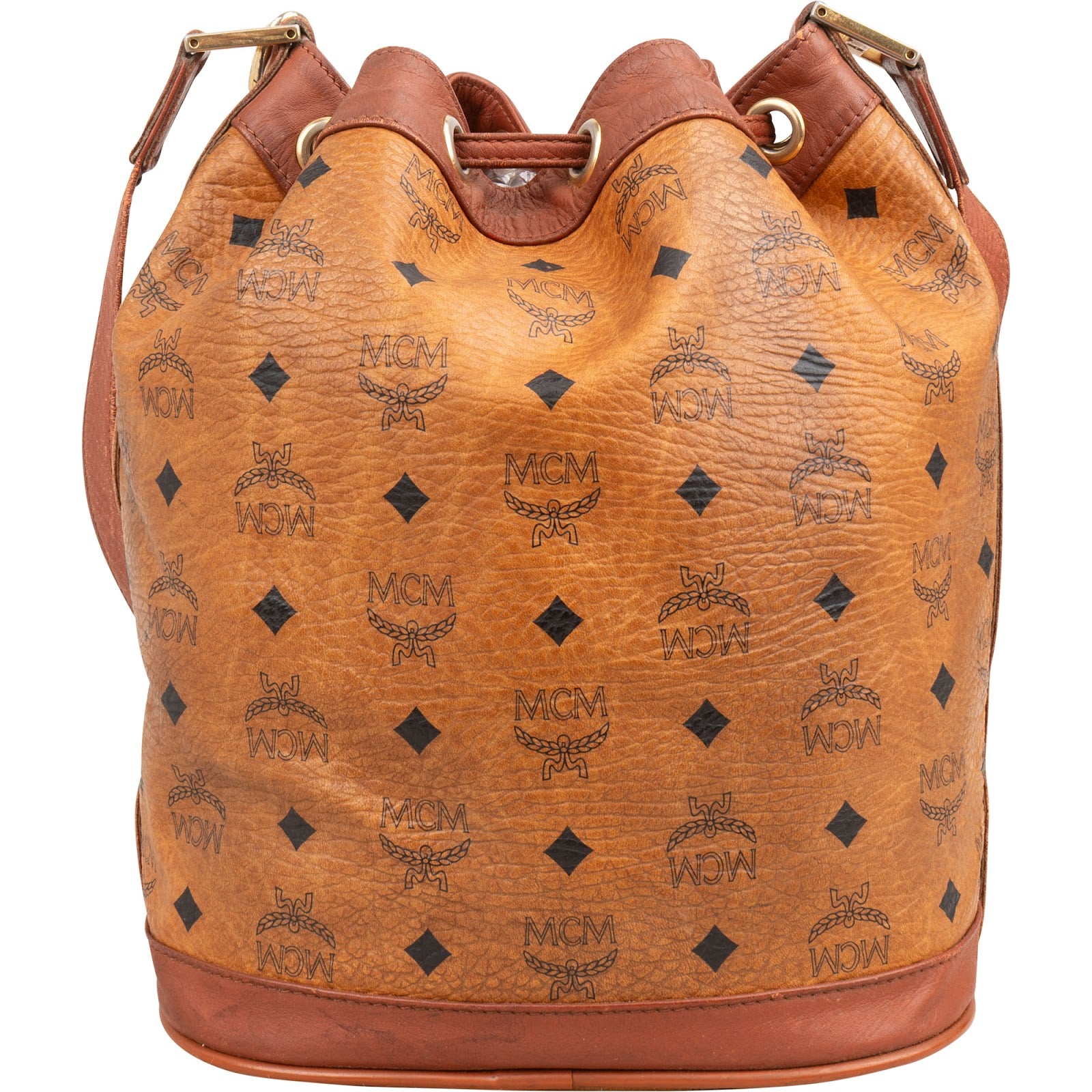 Czapka typu bucket MCM z monogramem Visetos i sznurkiem