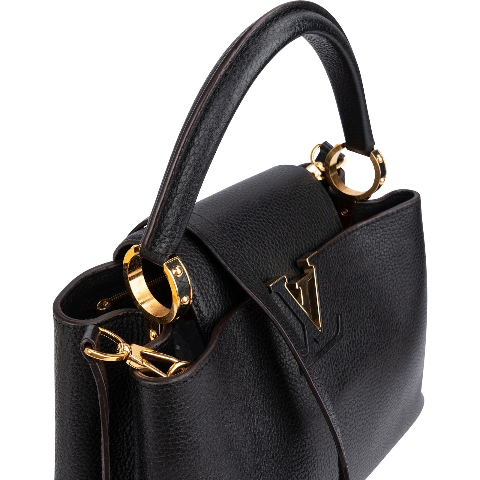 Louis Vuitton Noir Taurillon Leather Capucines MM Handbag