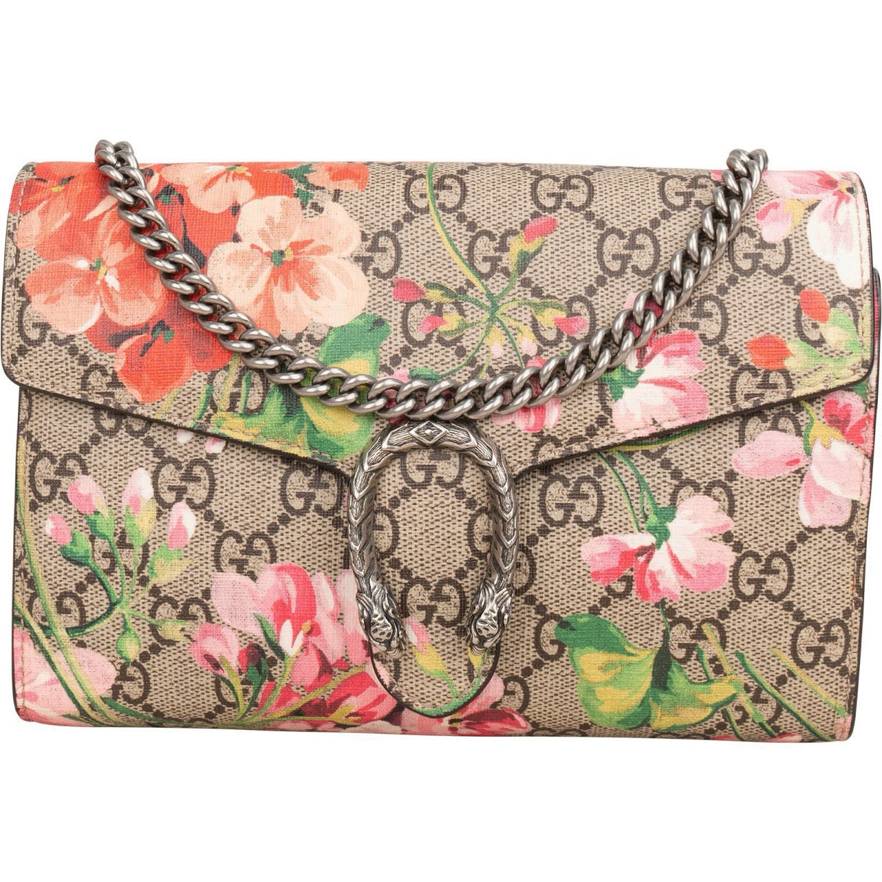 Gucci Monogram GG Supreme Blooms Dionysus Wallet On Chain