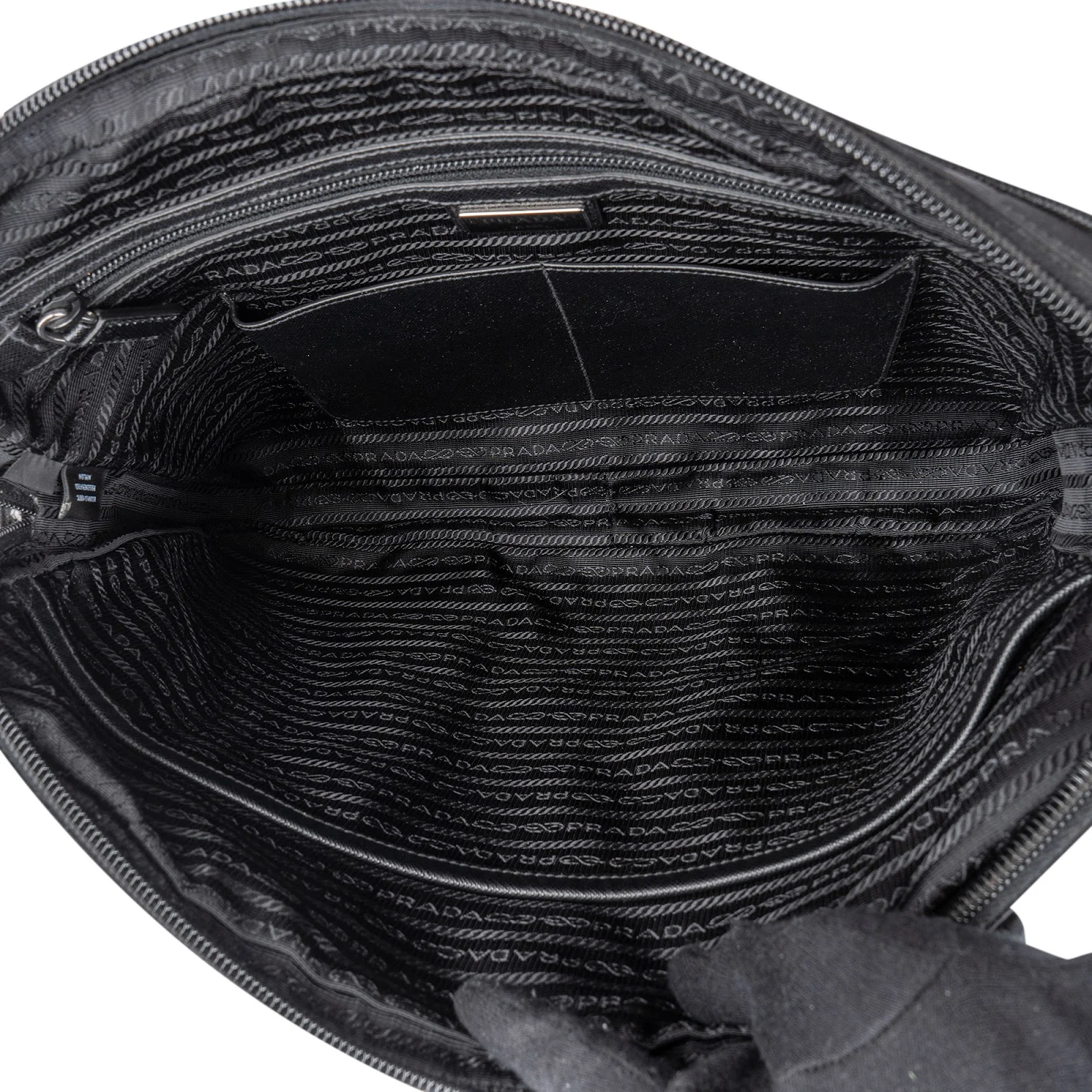 Prada Nylon Saffiano Leather Triangle Business Bag