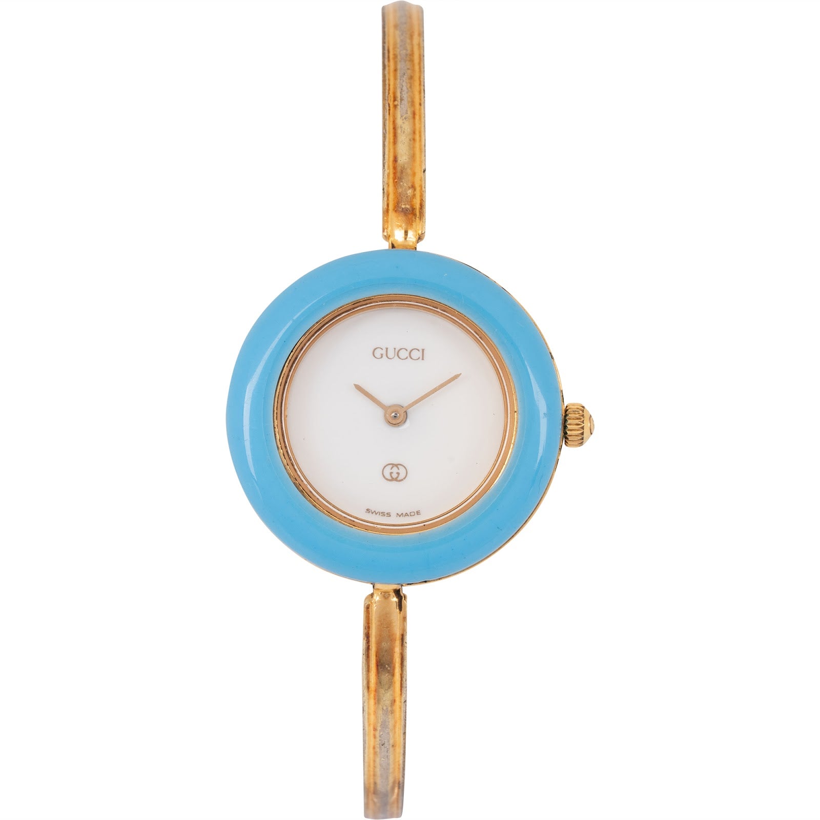 GUCCI goudkleurig armbandhorloge voor dames met verwisselbare rand, 11/12,2