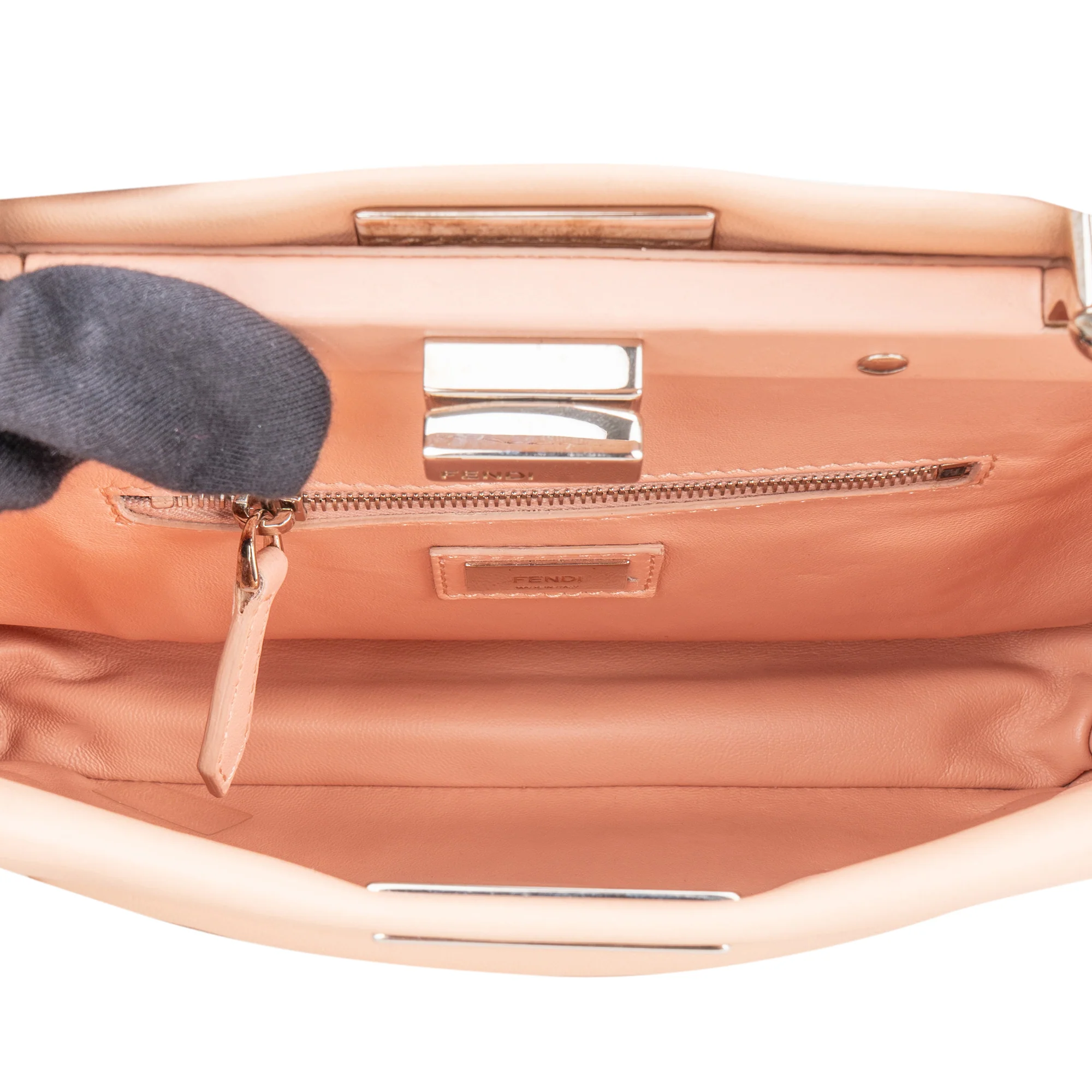 Fendi Nappa Leather Flowering Flower Mini Peekaboo Handbag