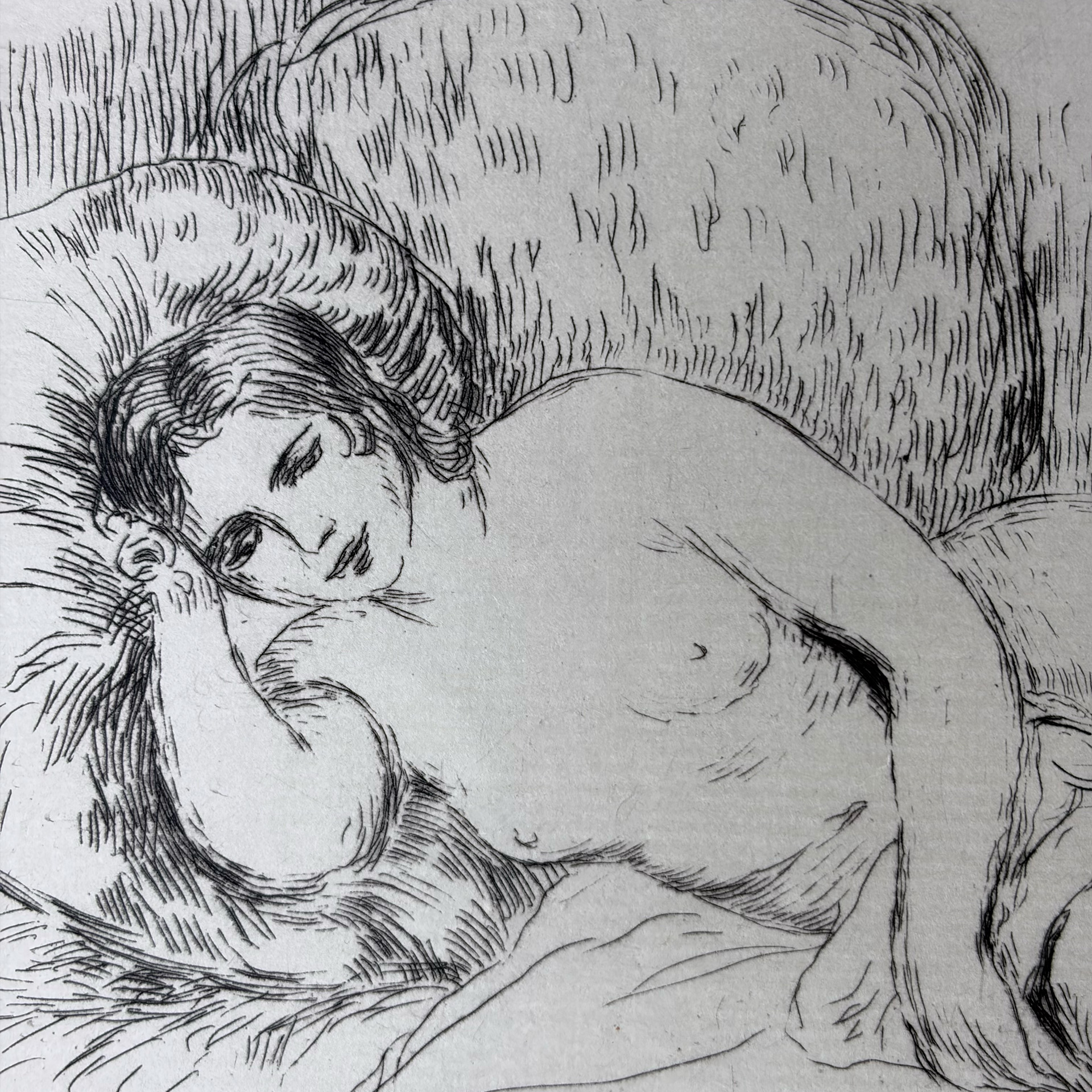 Auguste Renoir  - Femme nue couchée , tournée à gauche - Lithographie 1910