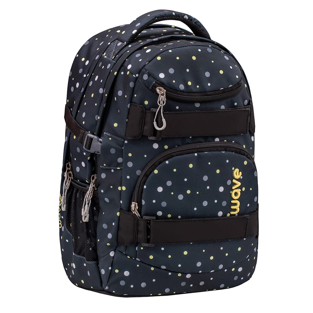 Infinity Backpack - Black and Yellow Dots
