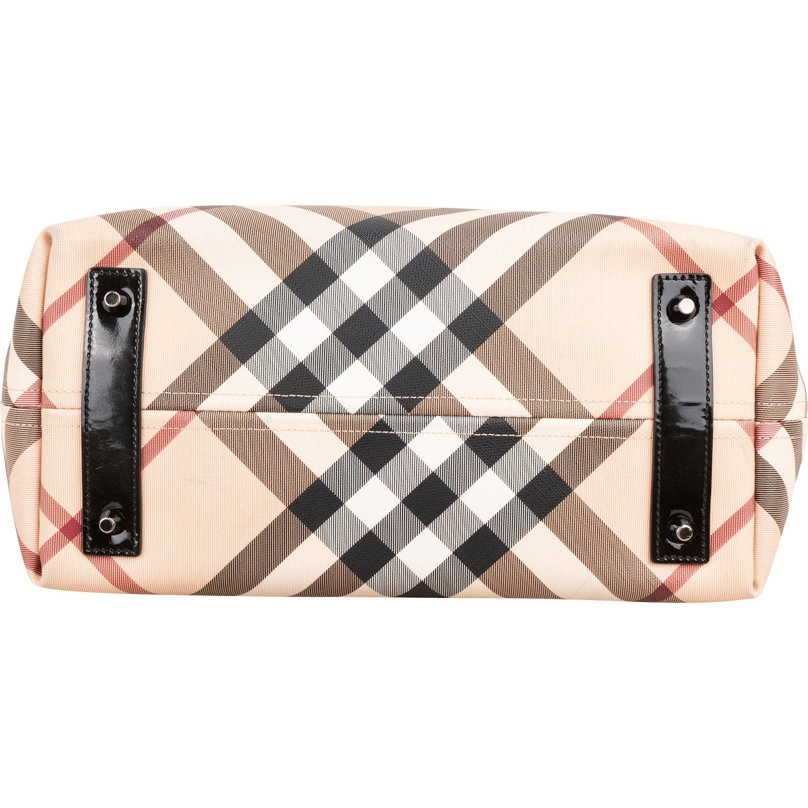 Burberry - Nova-Check Patent Leather Tote Shoulder Bag