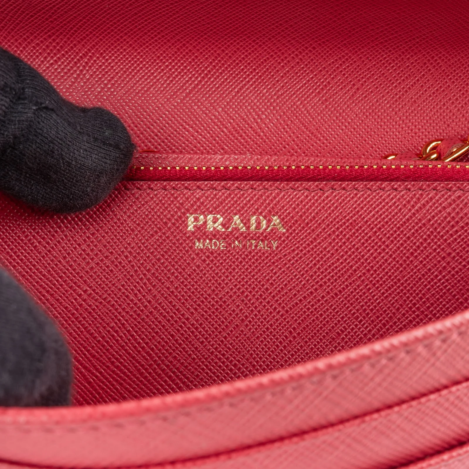 Prada Pink Saffiano Leather Wallet On Chain Crossbody Bag