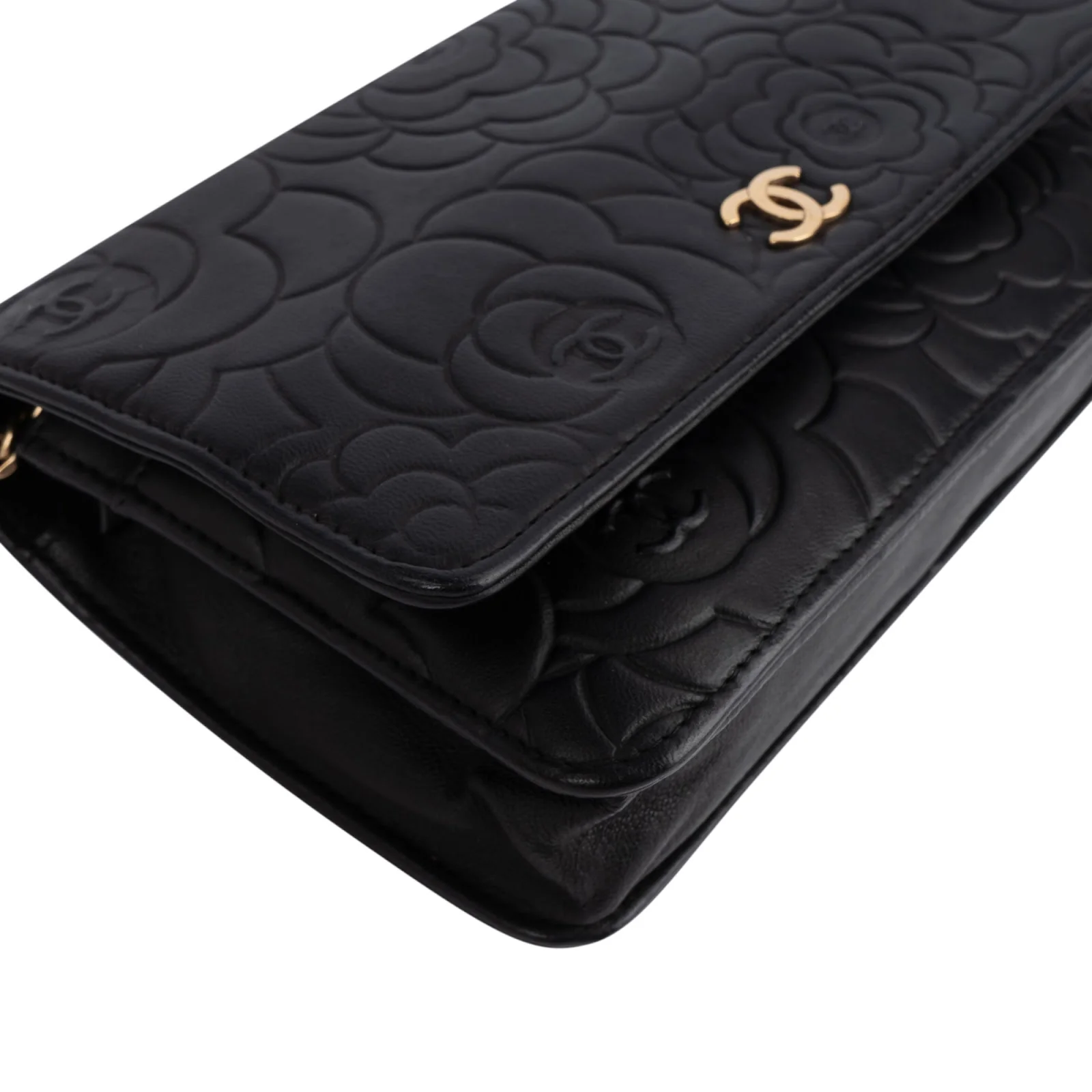 Chanel Embossed Leather Camellia Wallet On Chain Crossbody Bag