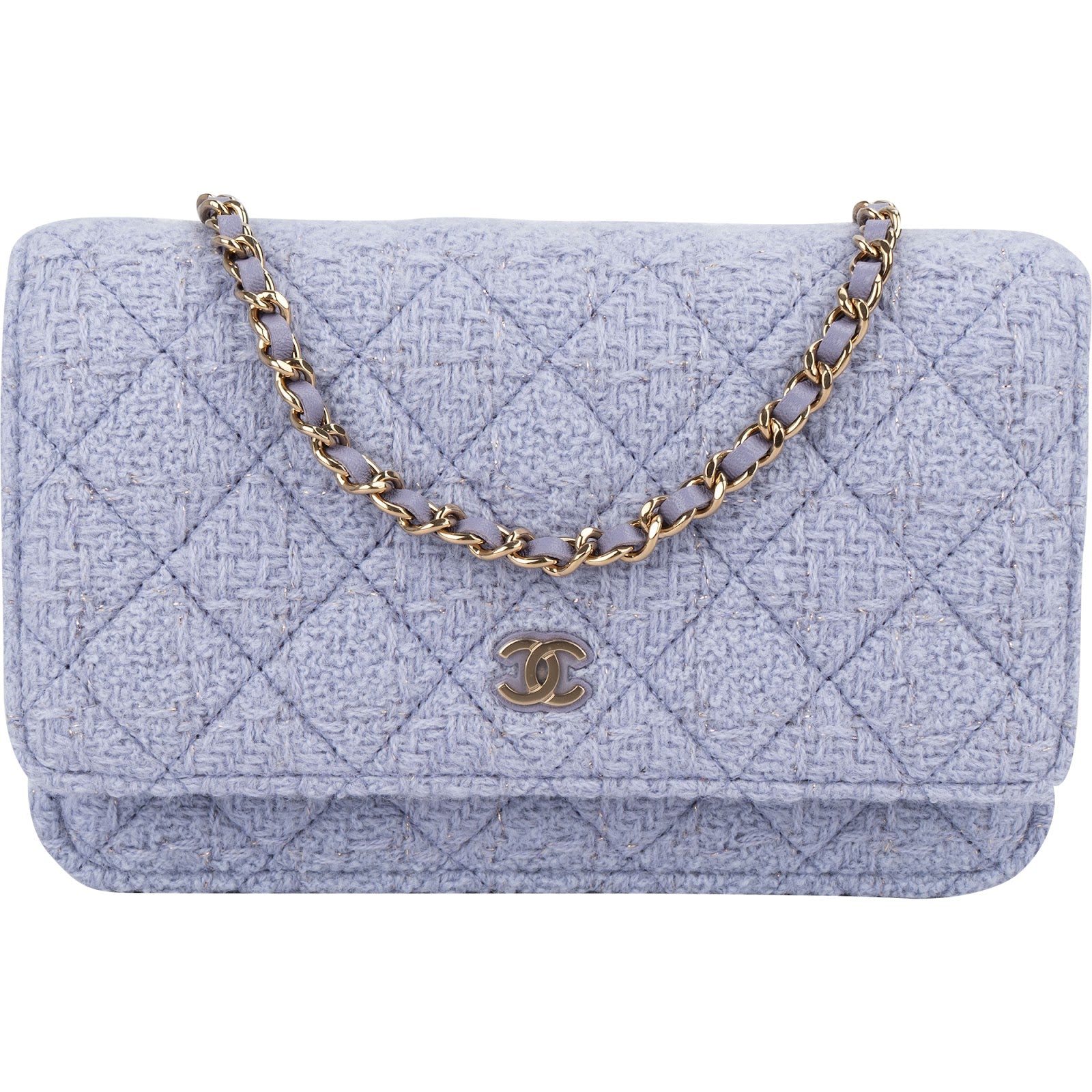 Chanel Quilted Tweed Wallet on Chain Crossbody Bag