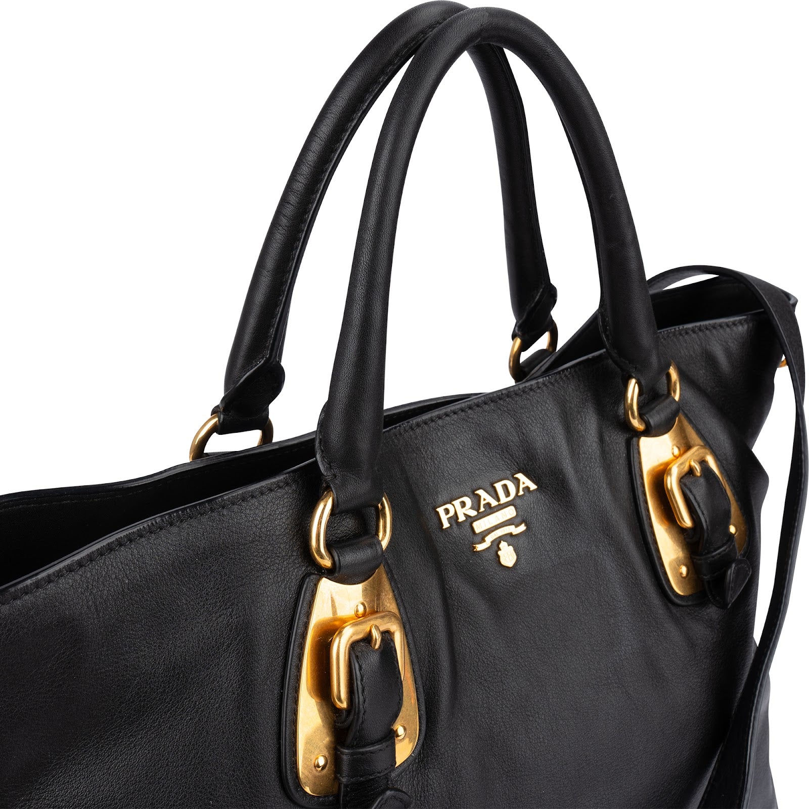 Prada - Calfskin Buckle Tote Shoulder Bag