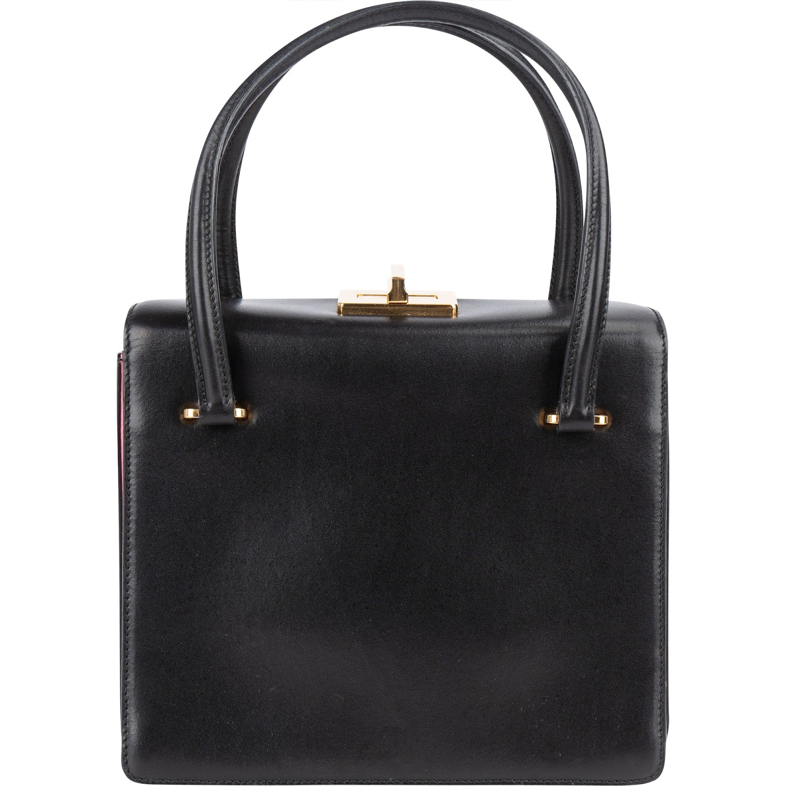 Prada Calfskin Leather Double Turnlock Handbag