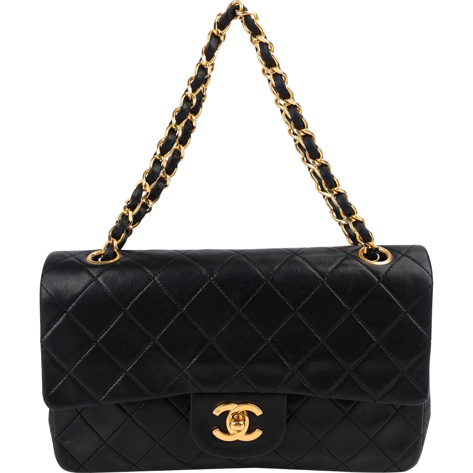 Chanel Quilted Lambskin 24K Gold Small Double Flap Shoulder Bag