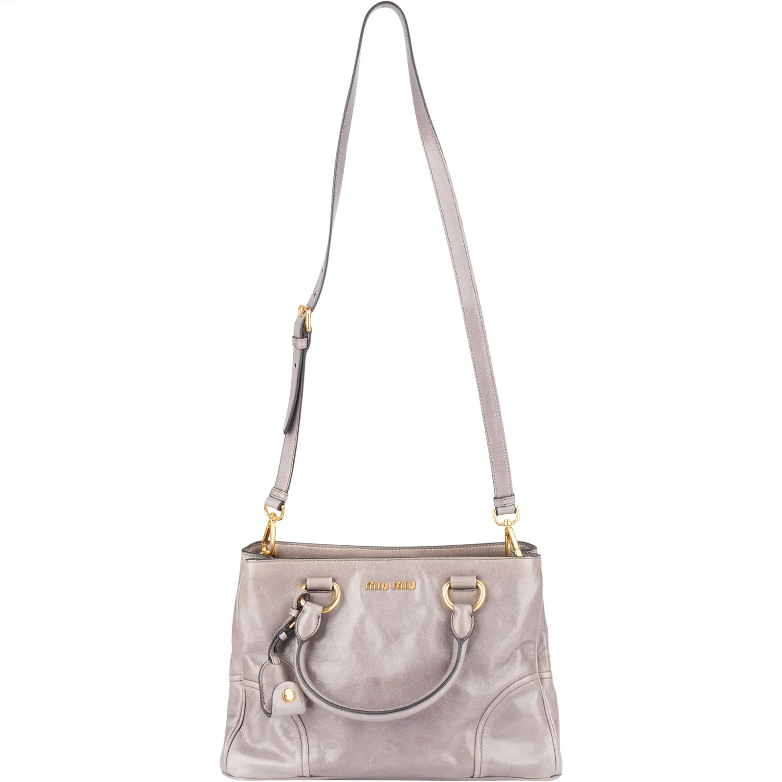 Miu Miu Grey Vitello Lux Handbag