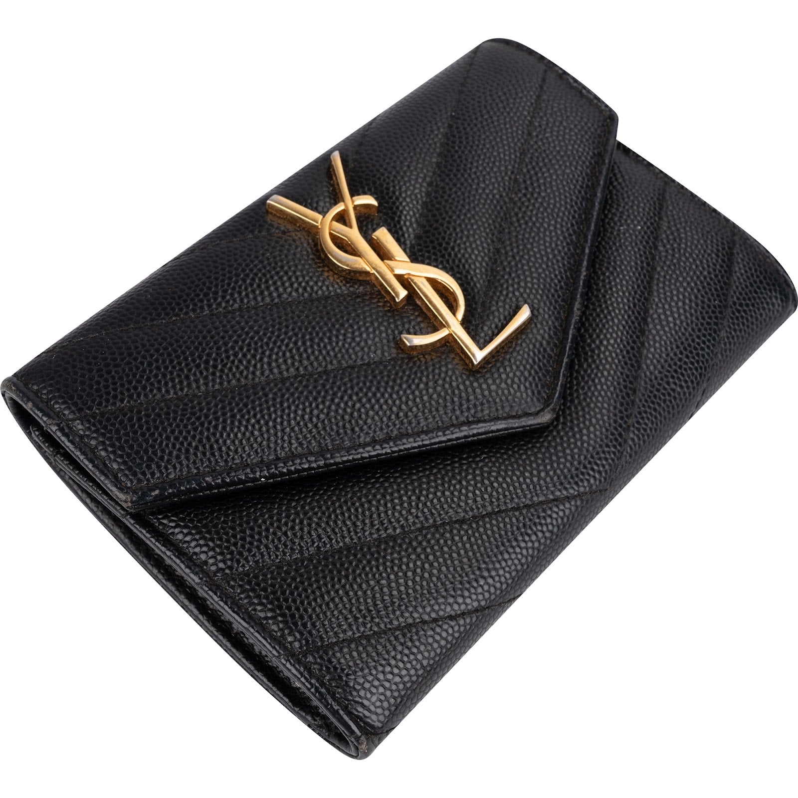 Yves Saint Laurent Grain de Poudre Quilted Leather Envelope Wallet