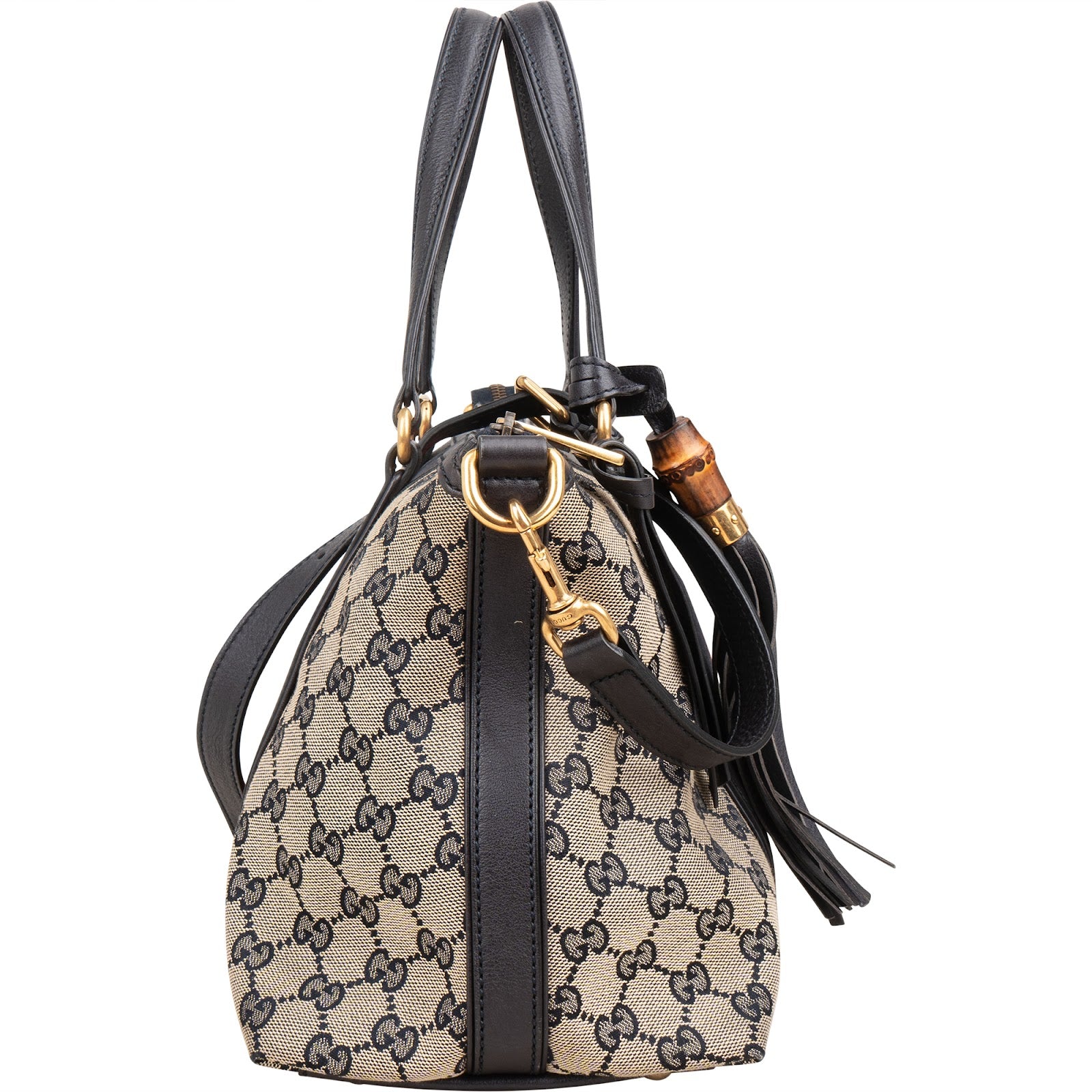 Gucci - GG Marrakech Web Stripe Bamboo Tassel Crossbody Bag