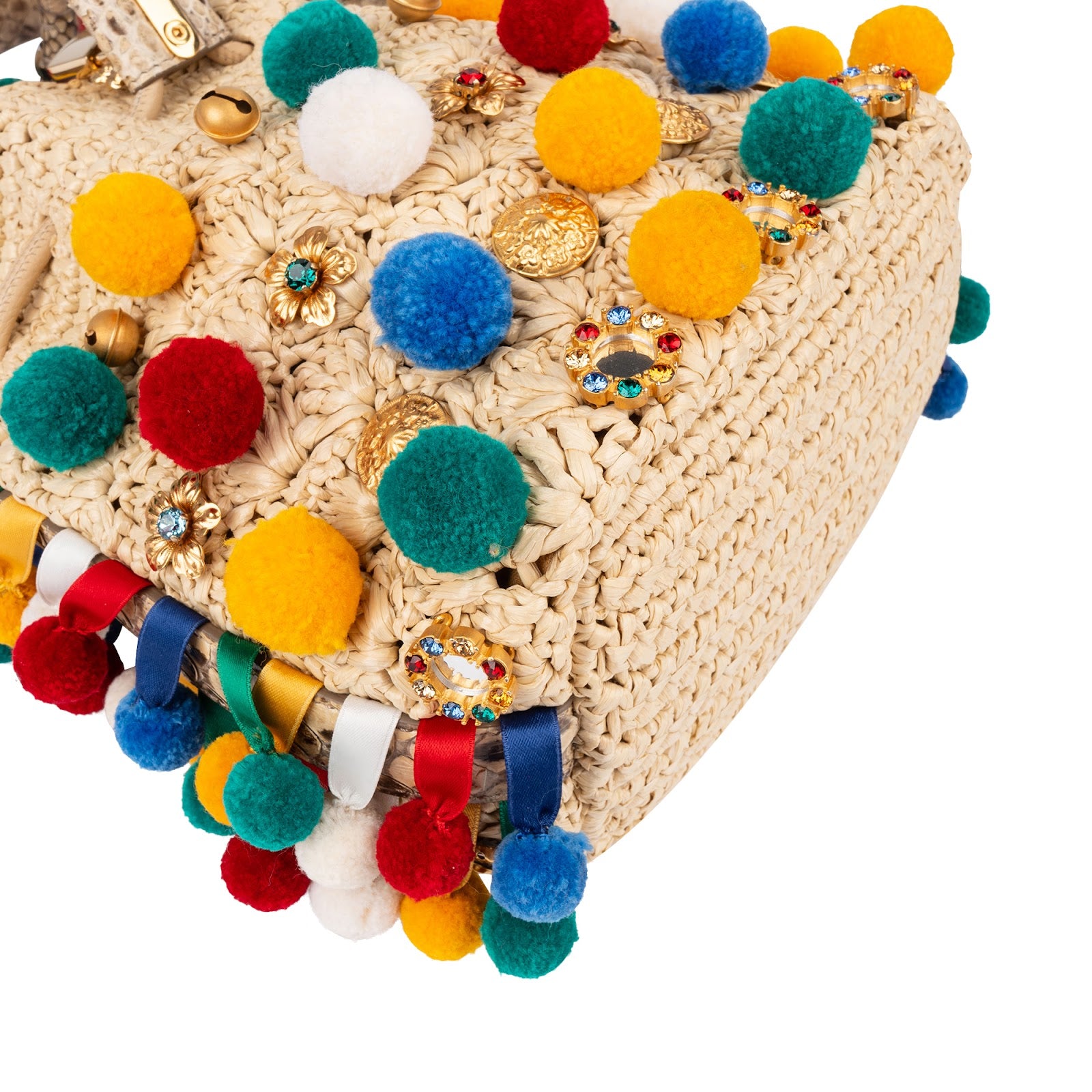 Dolce & Gabbana – Claudia Pom-Pom Embellished Bucket Handbag