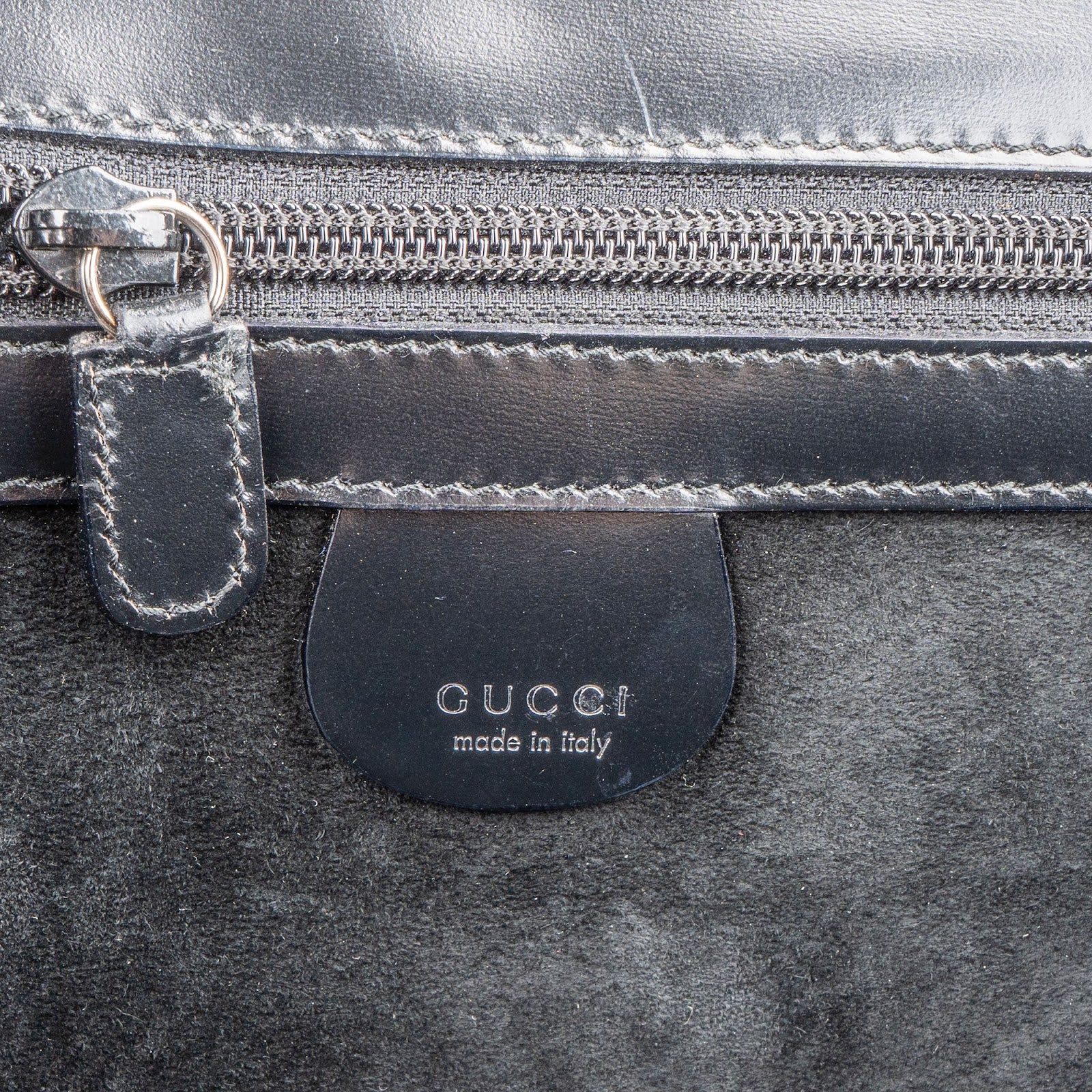 Gucci Black Leather Bamboo Aktentasche