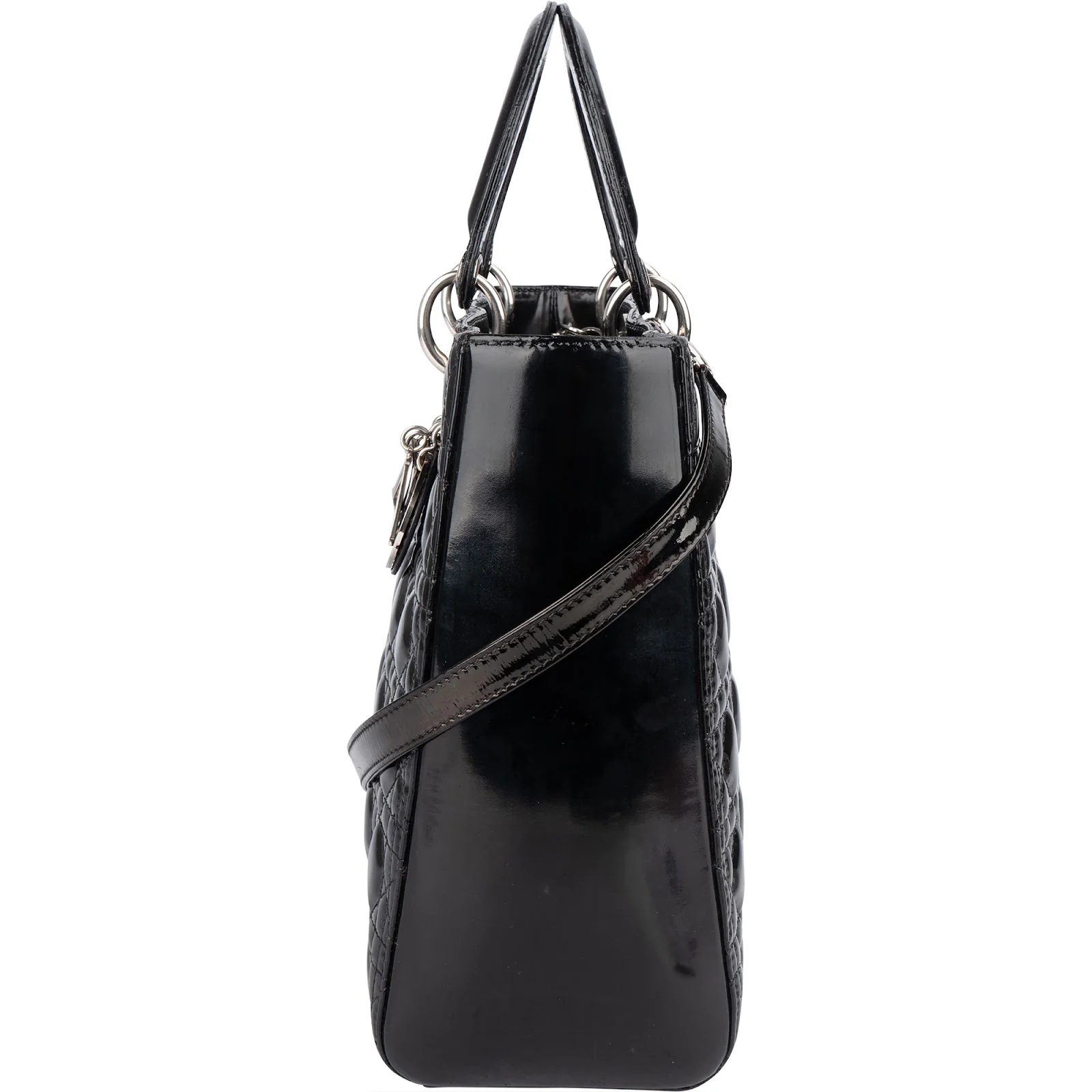 Christian Dior Quilted Patent Leather Lady Dior Handbag