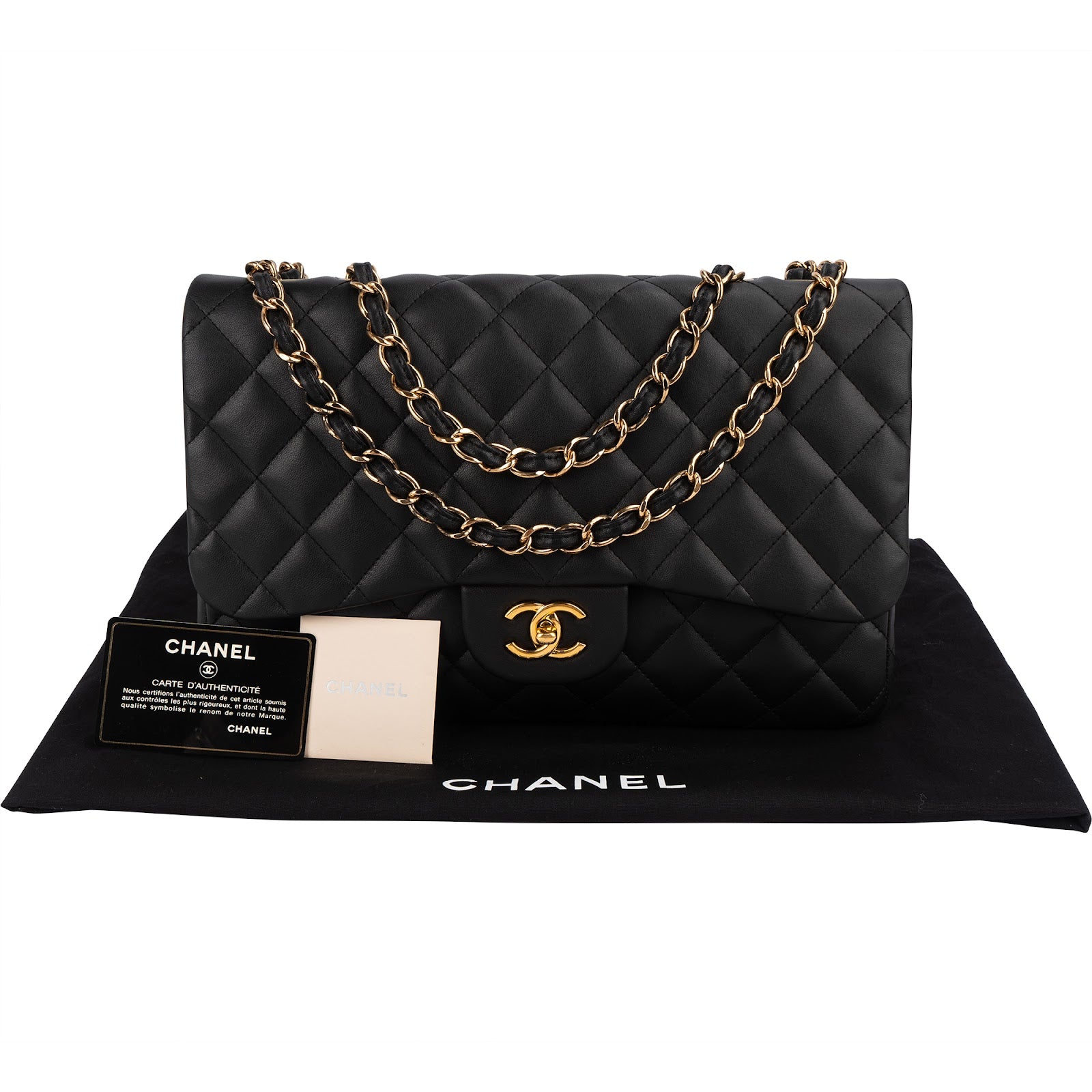 Chanel Quilted Lambskin Jumbo Single Flap Shoulder Bag