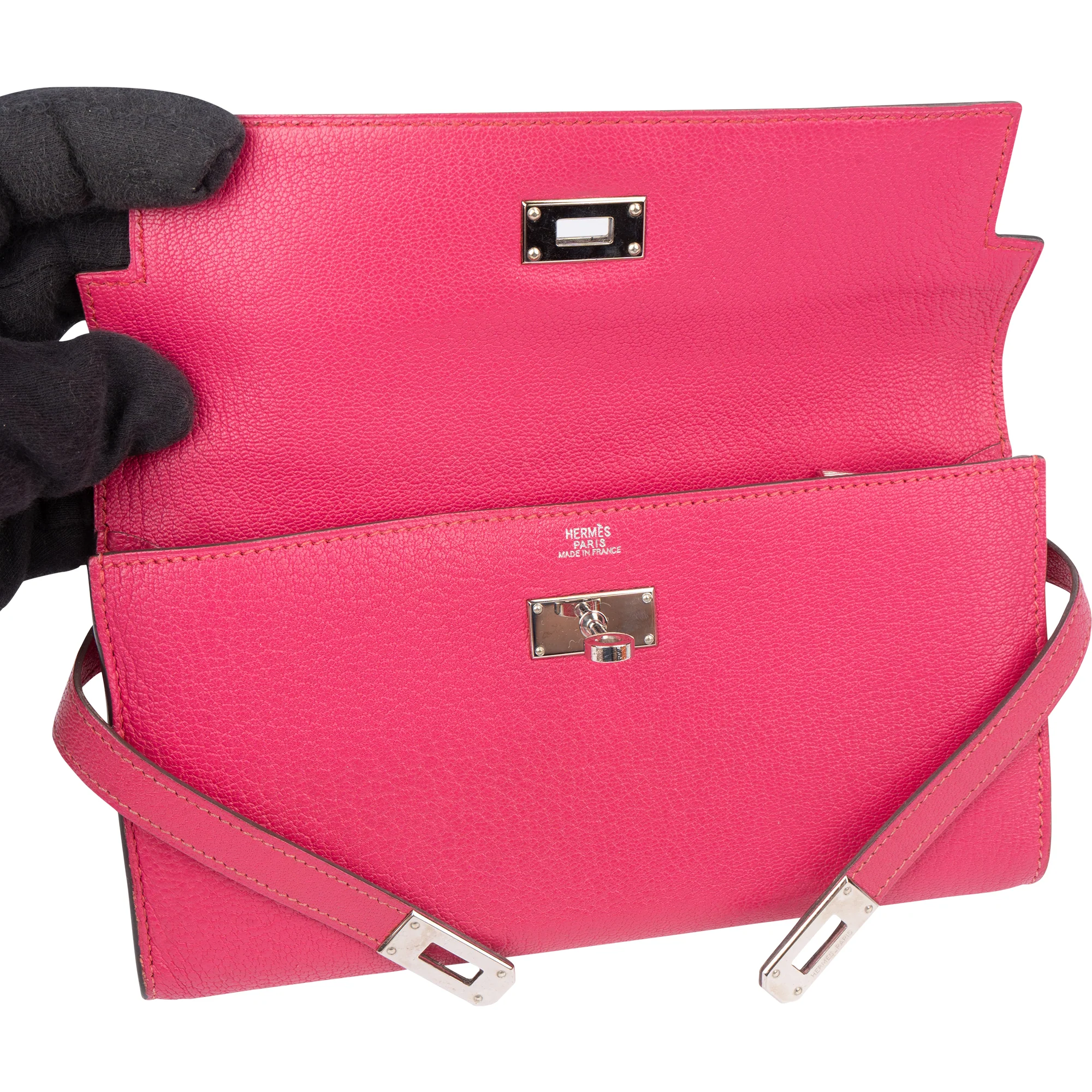 Hermès Rose Pourpre Chevre Leather Kelly Wallet