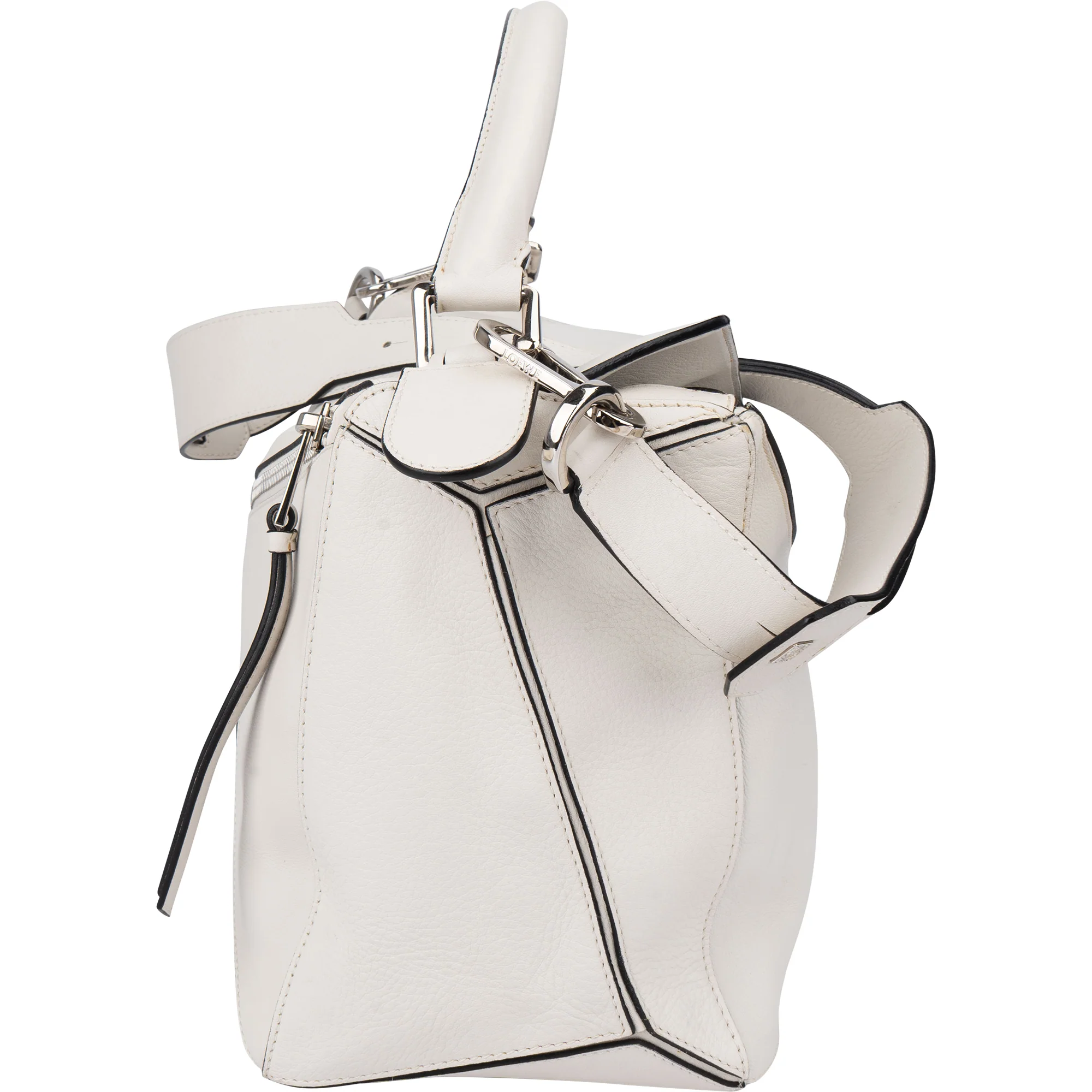 Loewe White Leather Puzzle Handbag