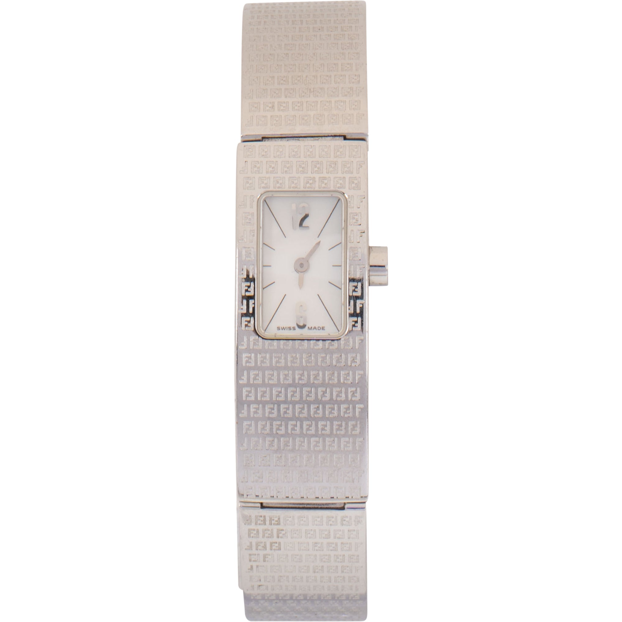 Fendi Monogram Classico Silver Zucca Pattern 3300L Damenuhr