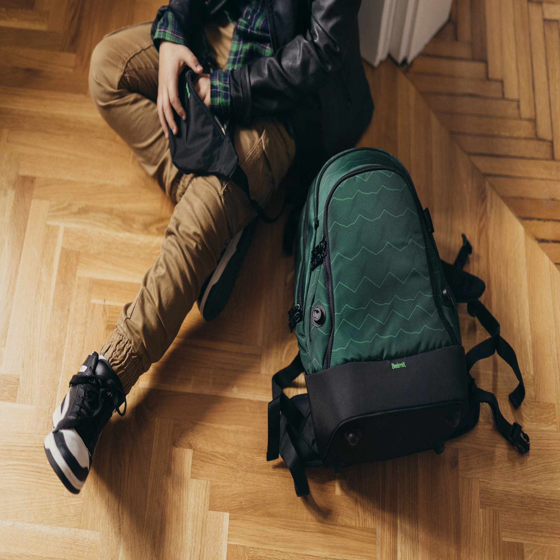 2-IN-1 Schultasche & Gürteltasche 2-teilig - Twist of Lime