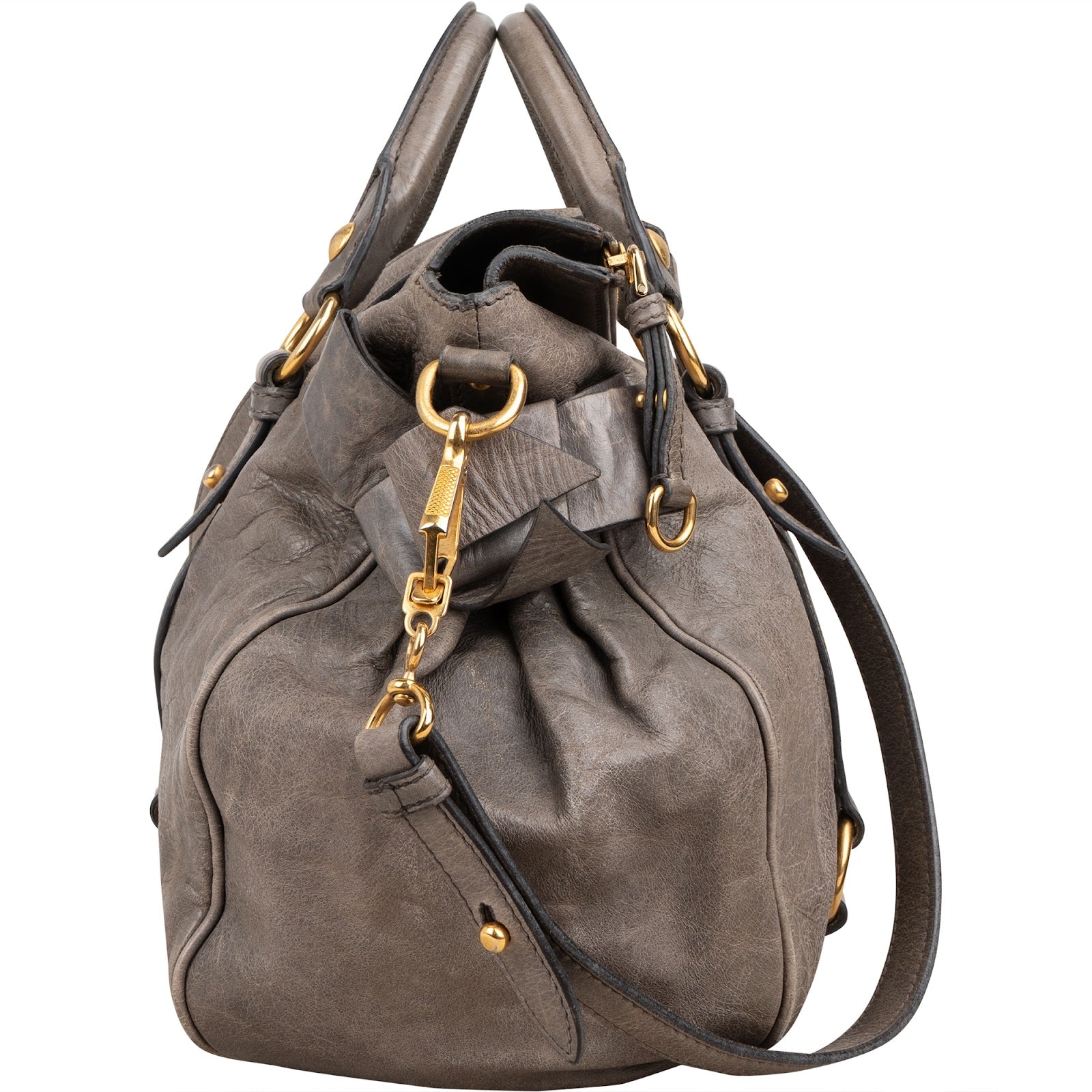 Miu Miu – Vitello Lux Bow Satchel schoudertas