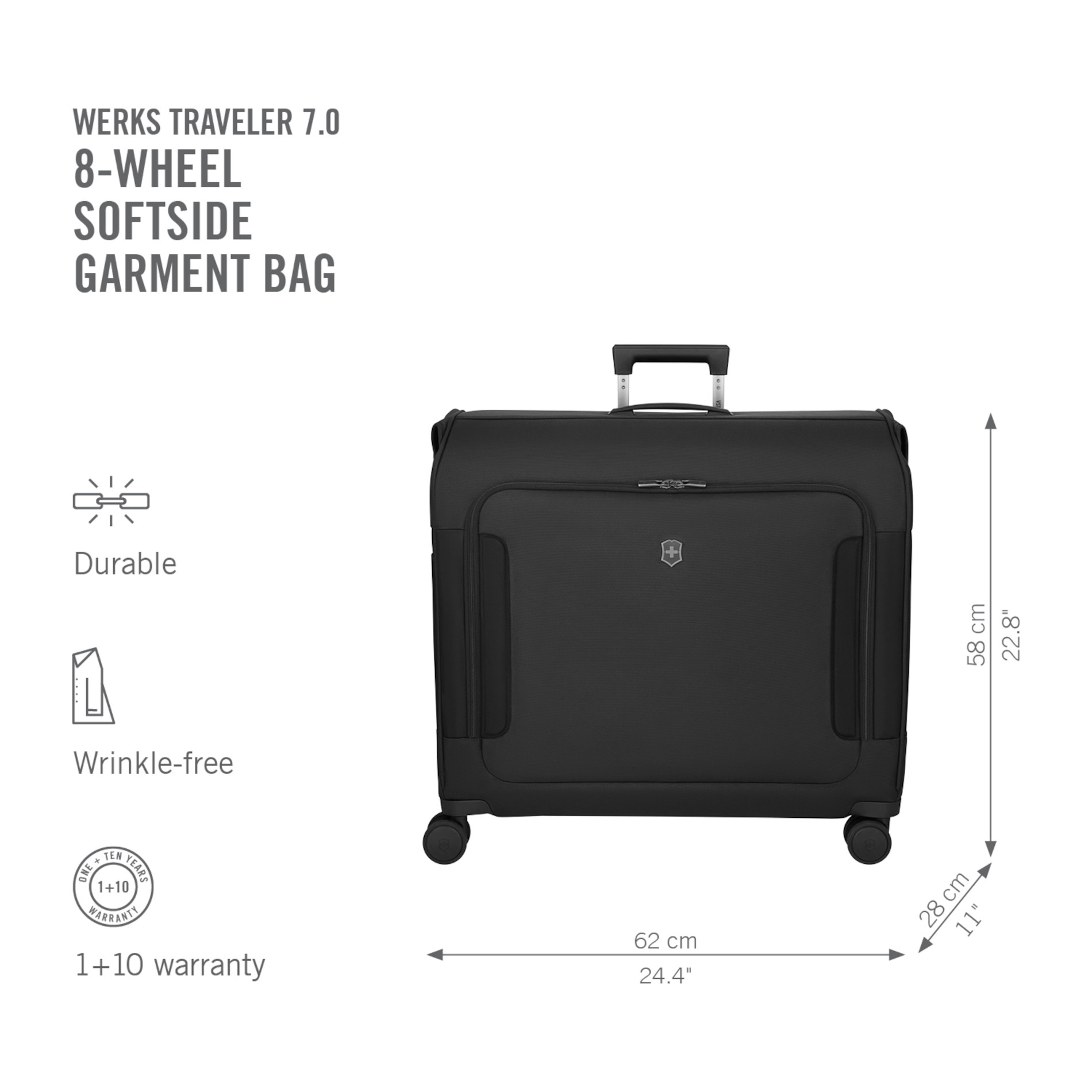 Werks Traveler 7.0 Wheeled Garment Bag - Black