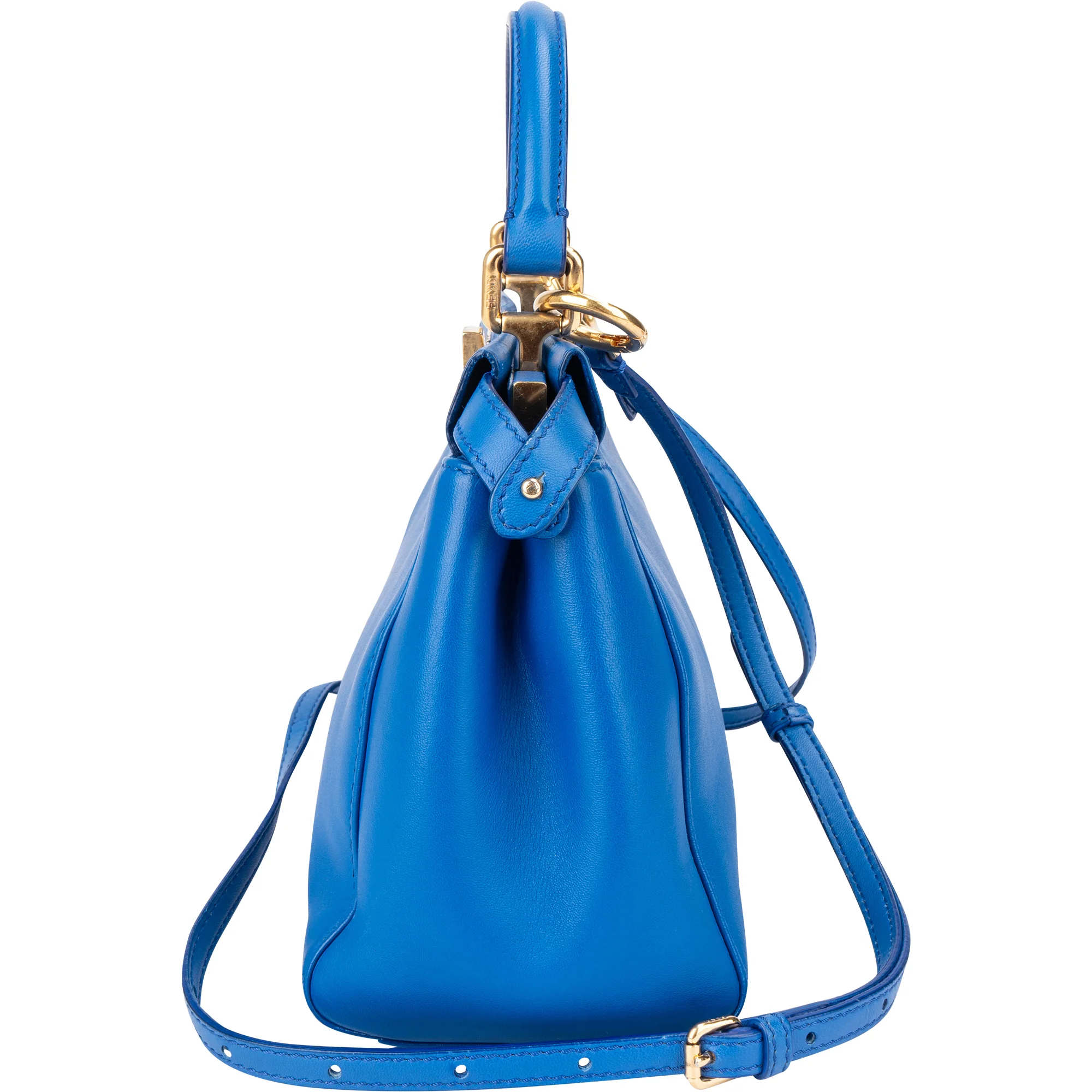 Fendi Blue Leather Peekaboo Handbag