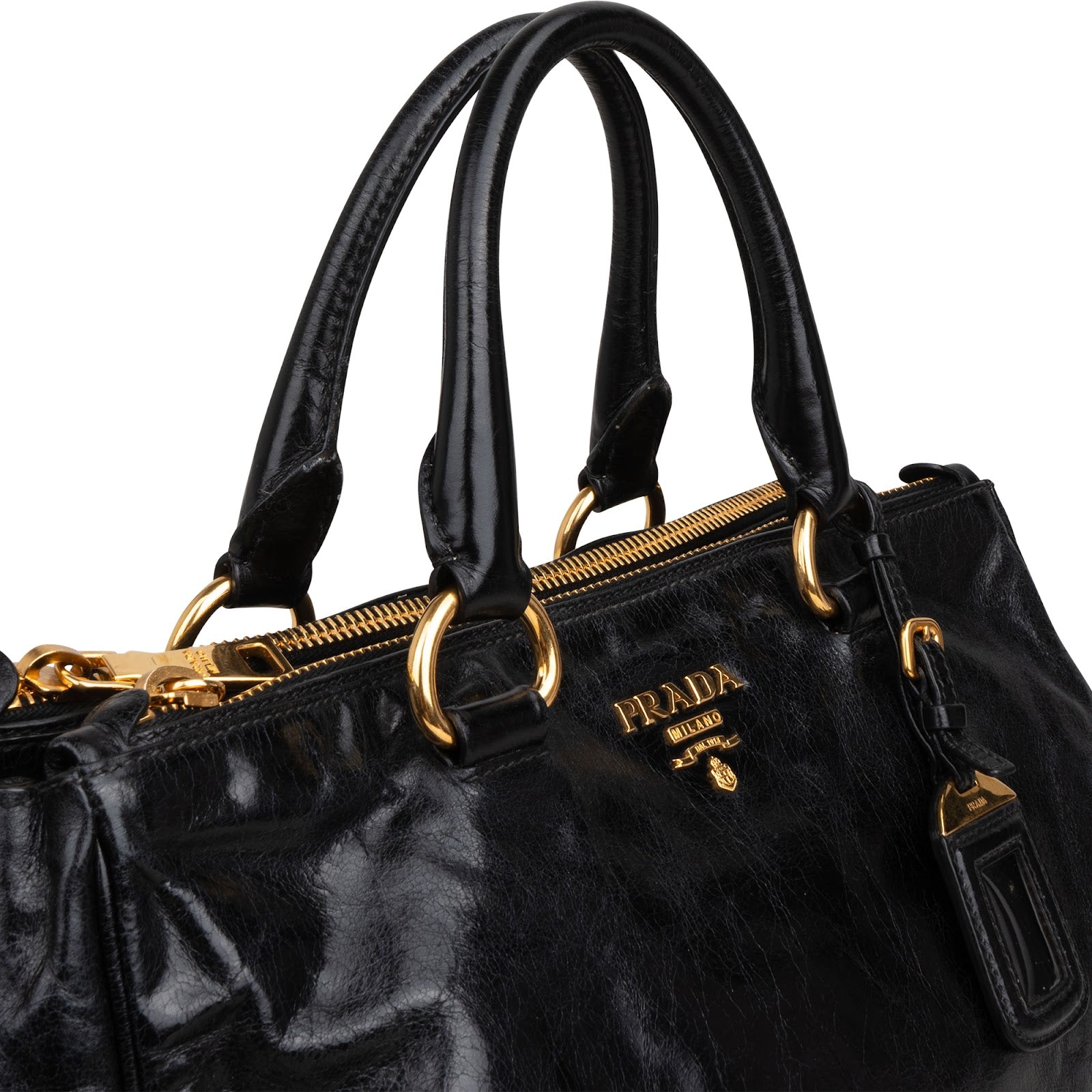 Prada Vitello Shine Leather Bauletto Handbag
