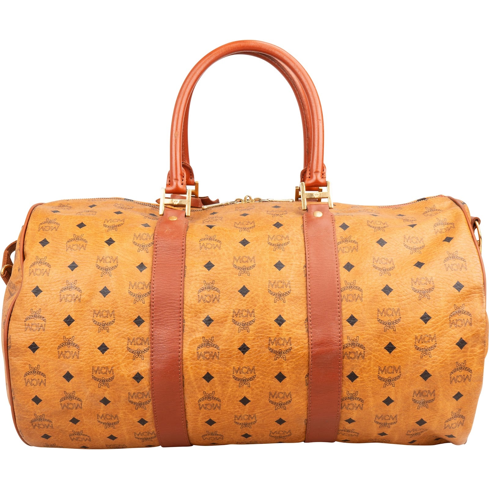 MCM Monogram Visetos Boston Travel Bag 50