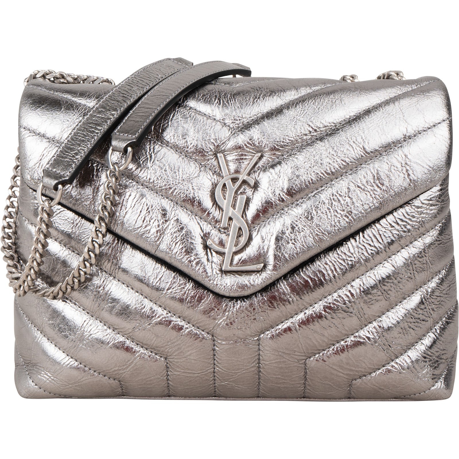 Yves Saint Laurent – Loulou Metallic Crinkled Matelassé Leather Crossbody Bag