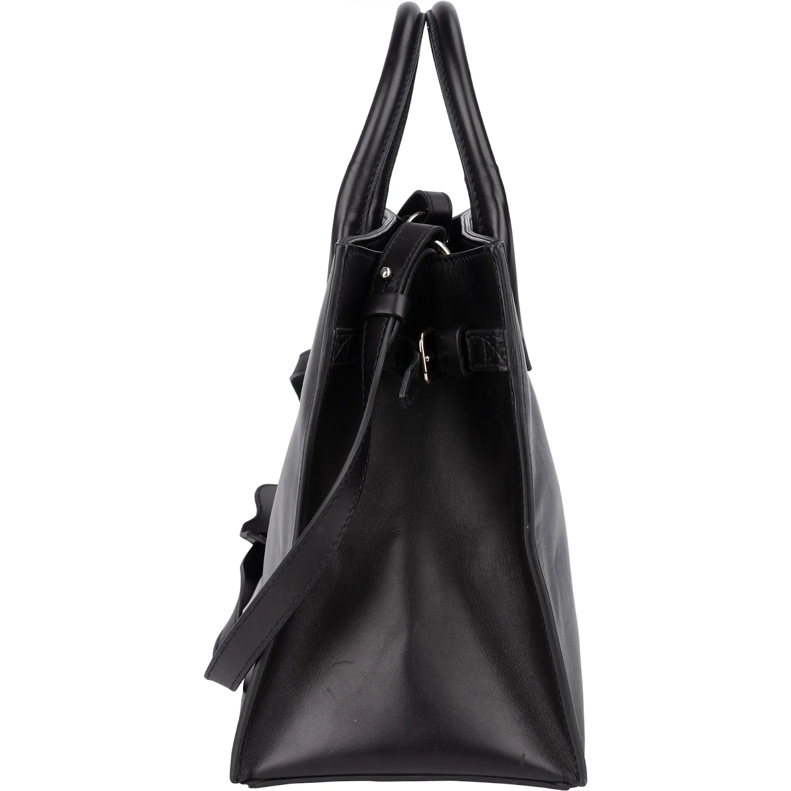 Balenciaga Black Leather Marble Padlock Tote Shoulder Bag