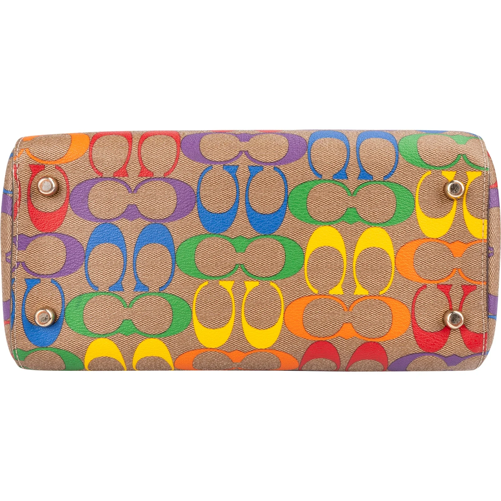 Coach Rainbow Signature Monogram Rowan Satchel Handbag